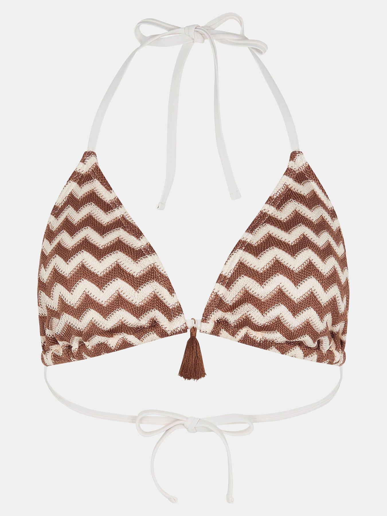  image of accessorize-neutral-crochet-triangle-bikini-top-natural