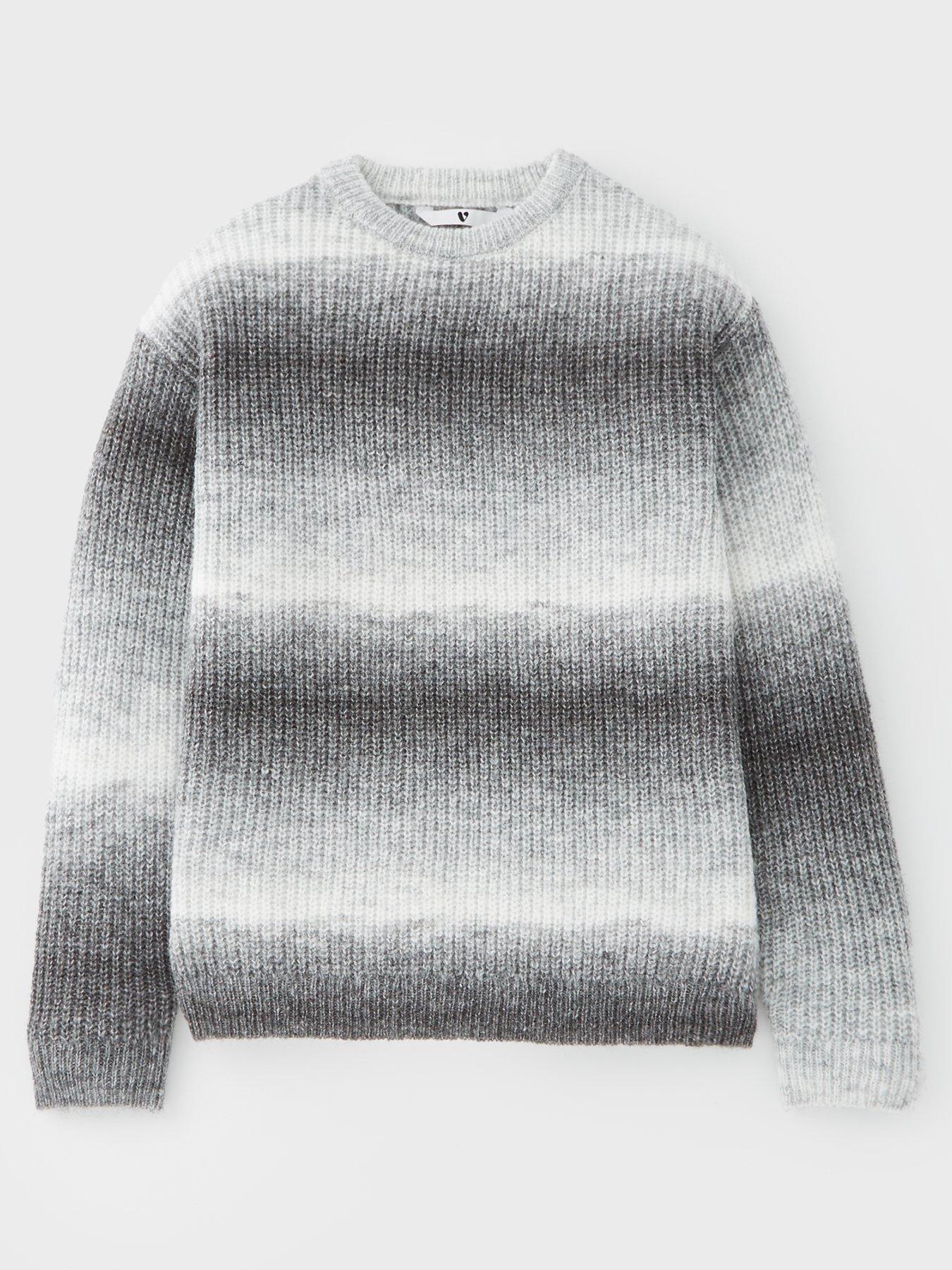 undefined Boys Drop Shoulder Ombre Knitted Jumper - Grey