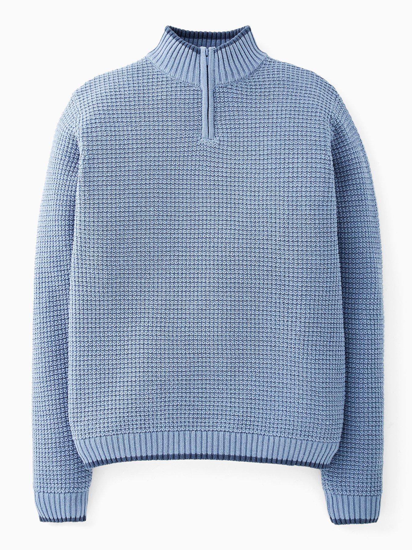 undefined Boys Long Sleeve Rib Knit Half Zip Jumper - Blue