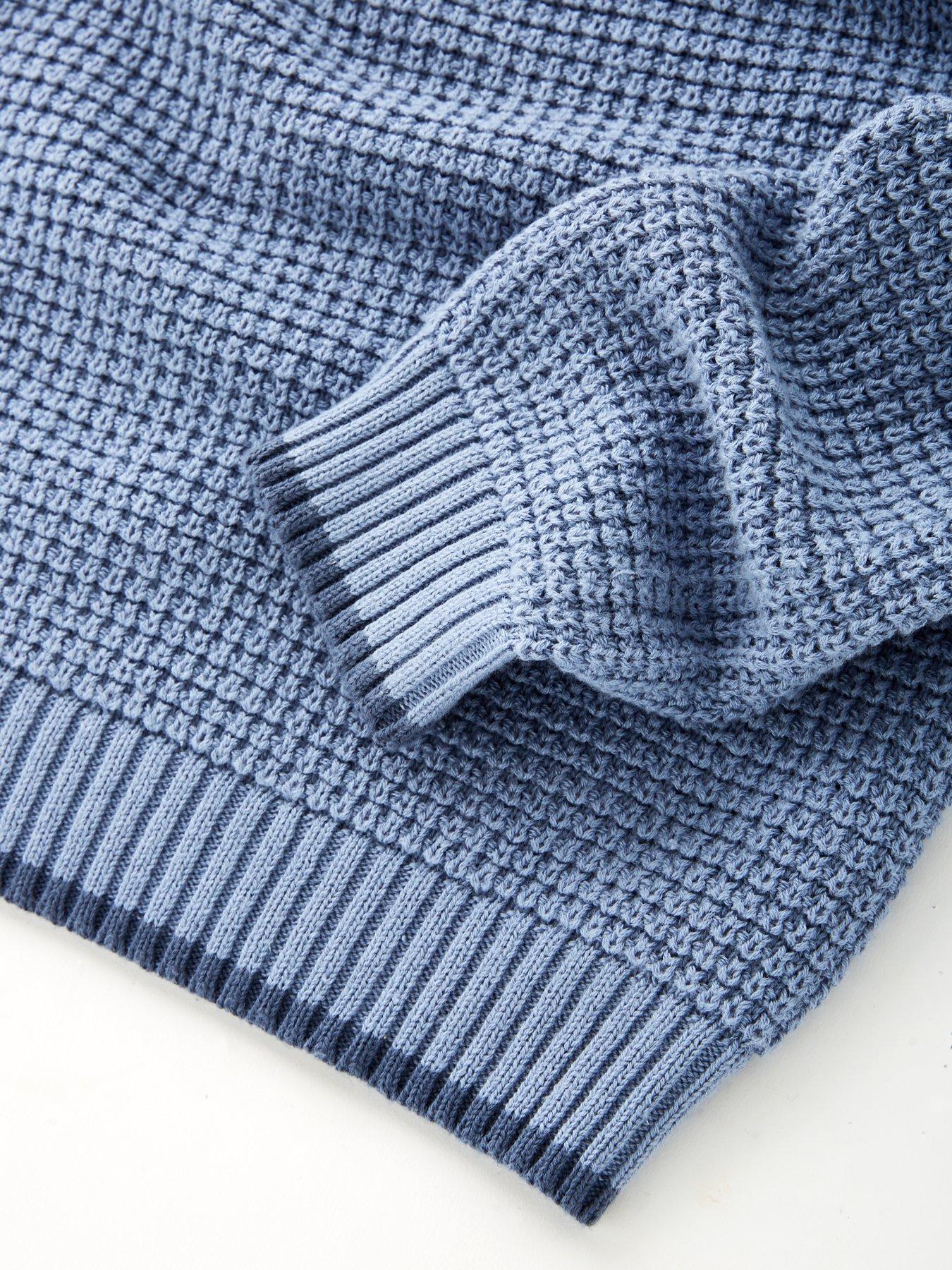 Image 4 of 4 of V by Very Boys Long Sleeve Rib Knit Half Zip Jumper - Blue