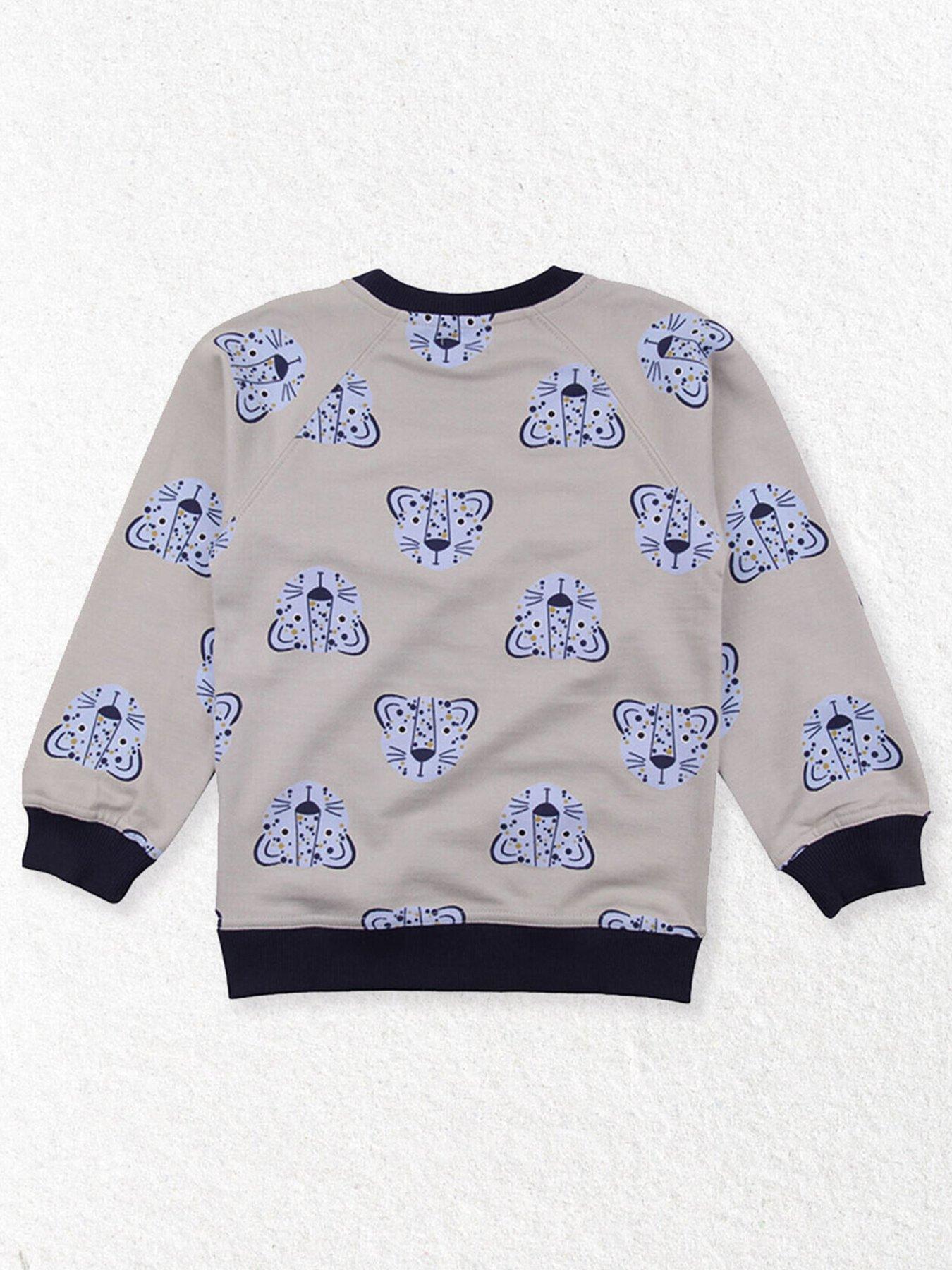  image of lilly-sid-boys-lenny-leopard-sweatshirt-grey