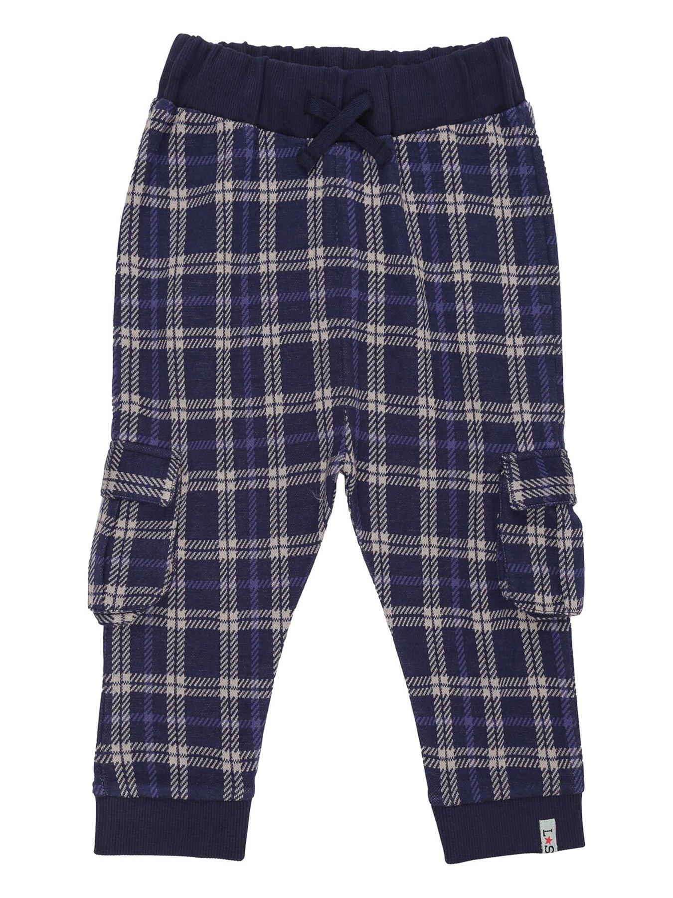 lilly-sid-boys-check-cargo-jogger-navy