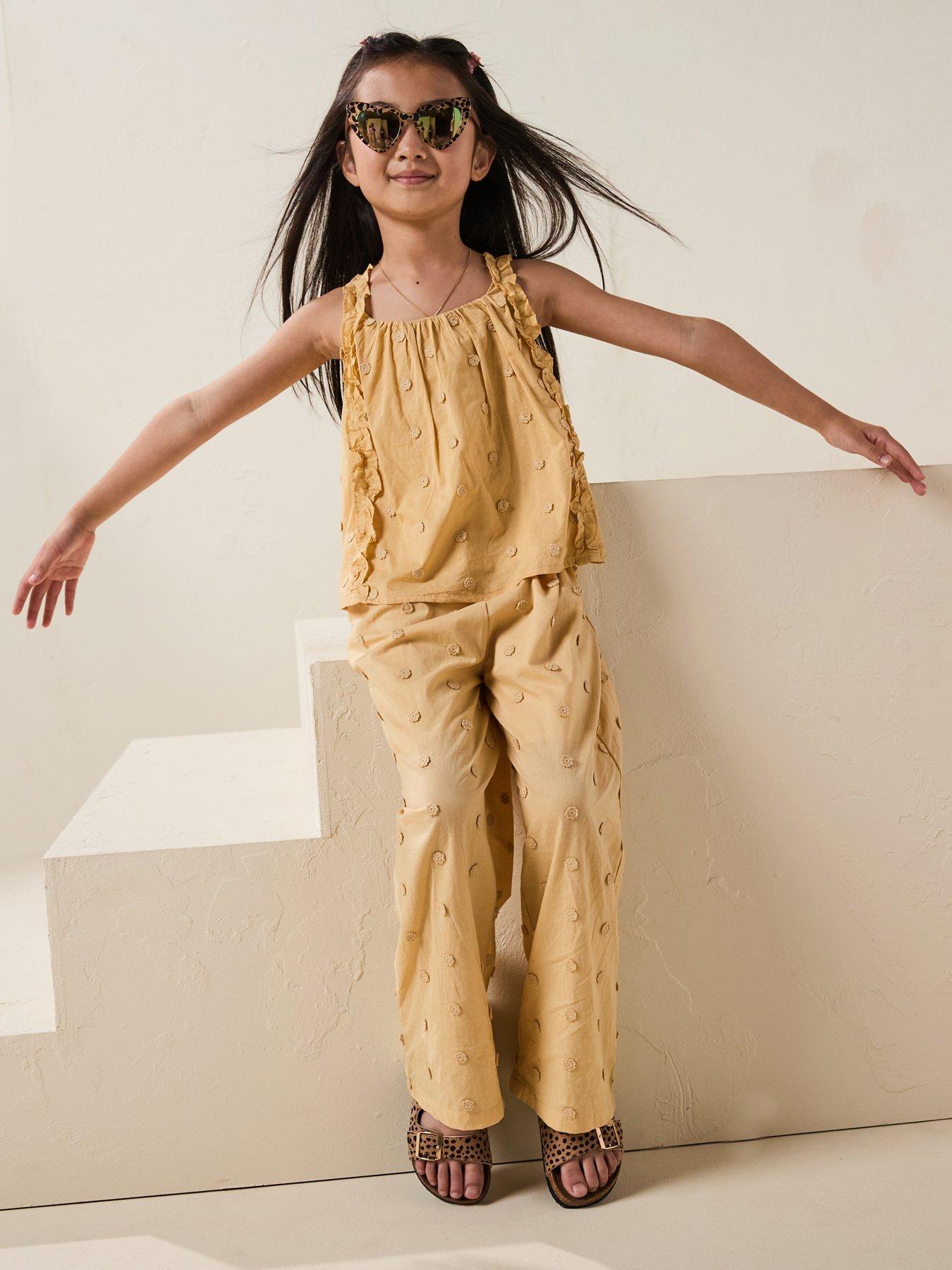 mango-girls-embroidered-co-ord-trousers-yellow