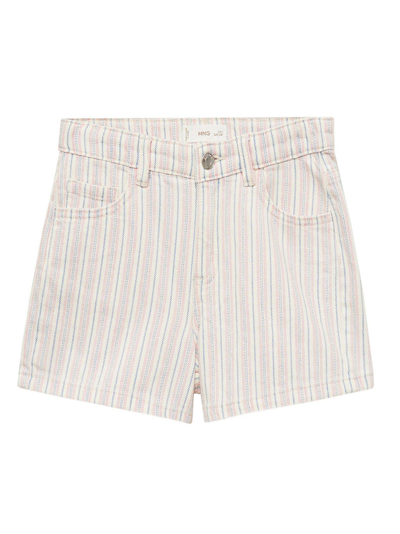 mango-girls-stripe-denim-shorts-cream