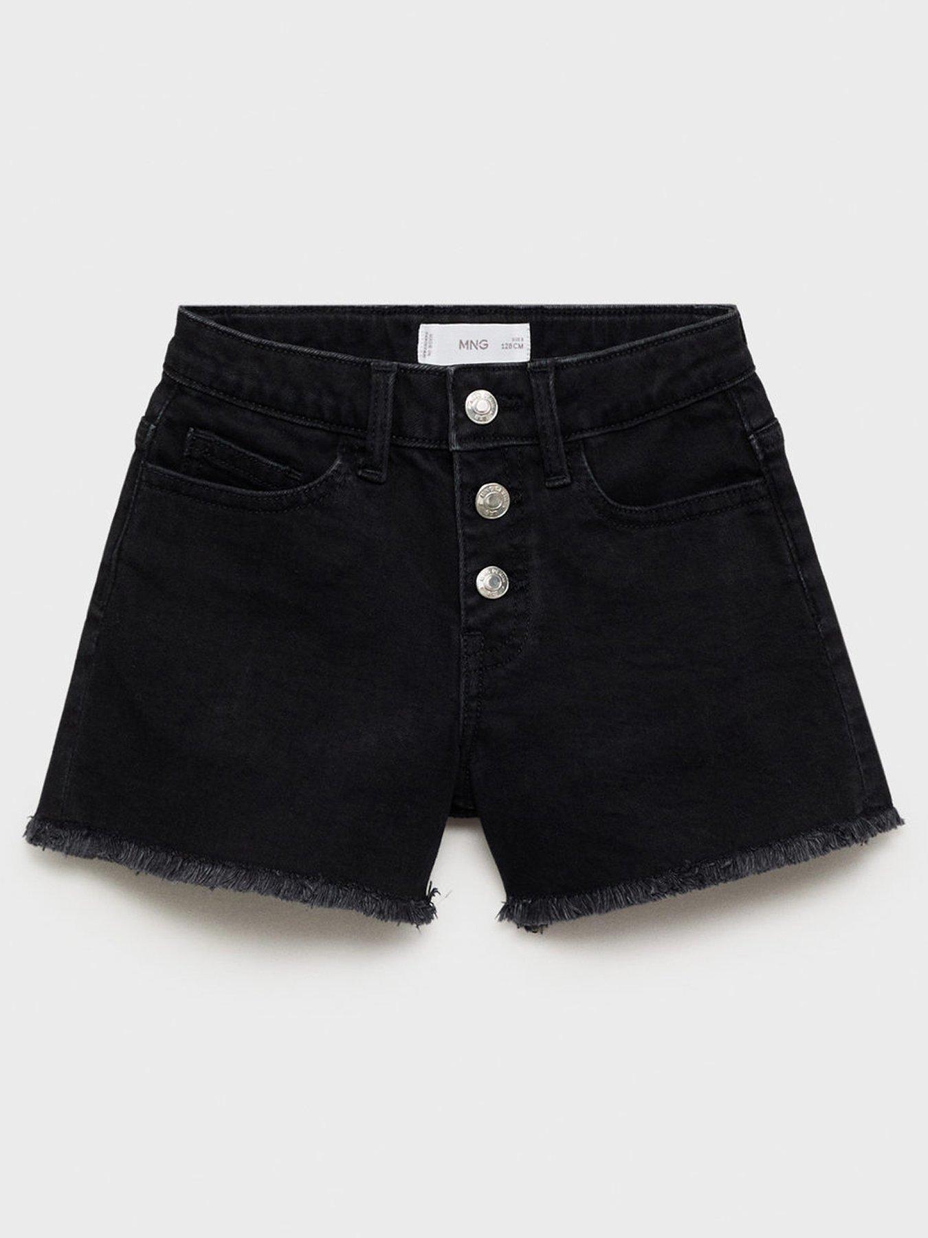  image of mango-girls-button-up-denim-shorts-black
