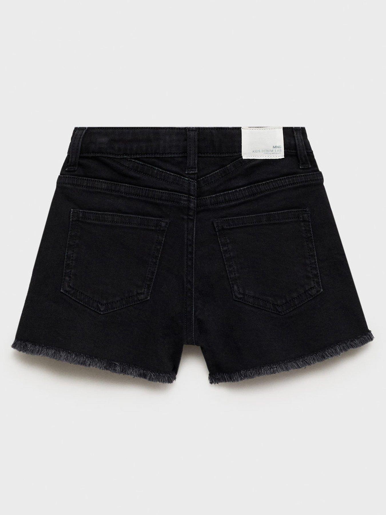  image of mango-girls-button-up-denim-shorts-black