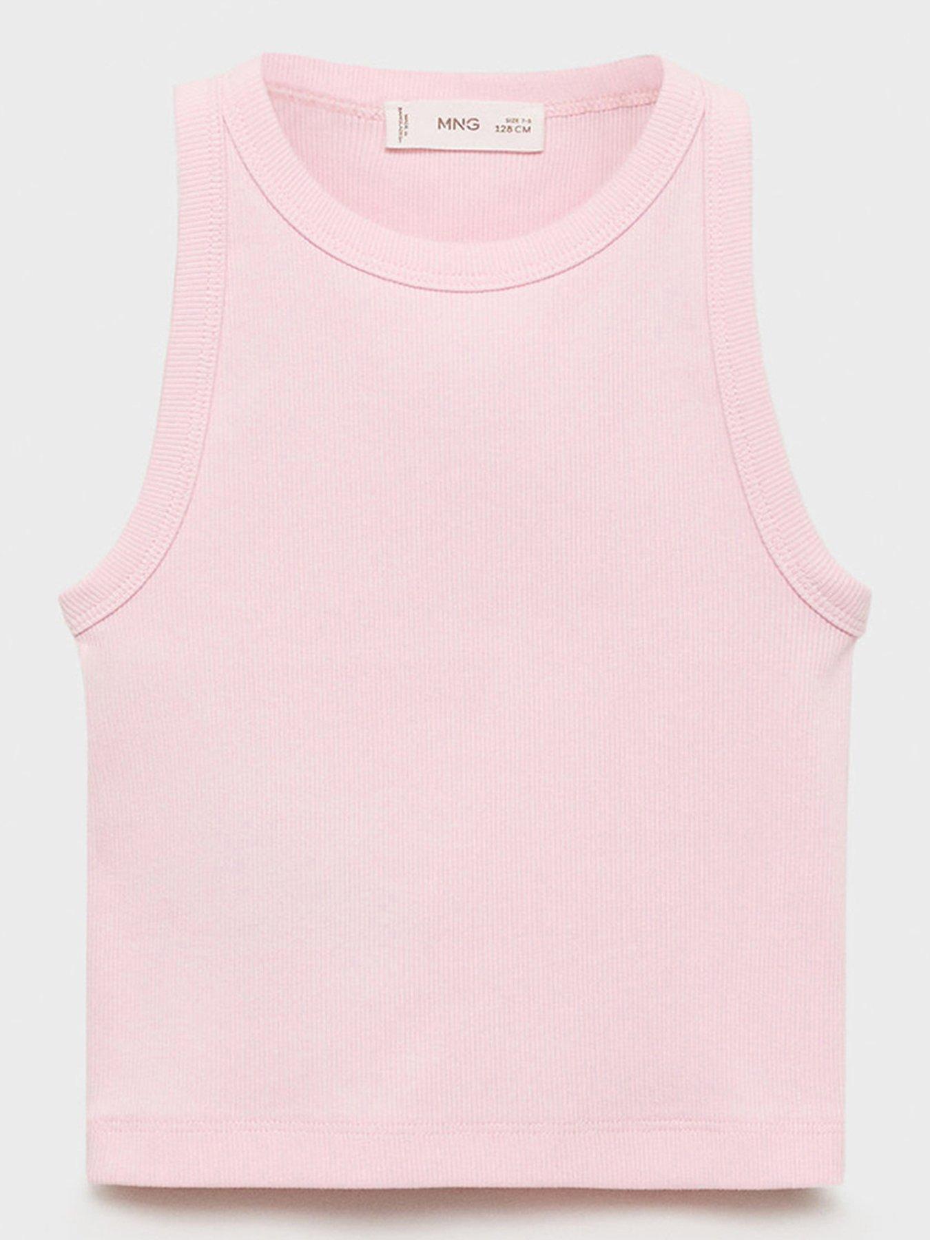  image of mango-girls-rib-vest-top-pink