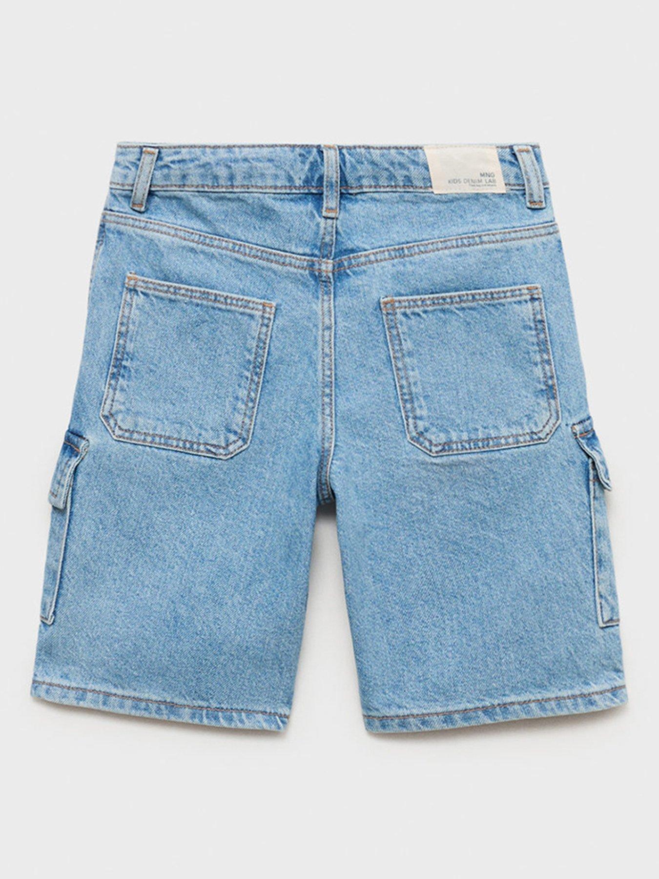 back image of mango-boys-denim-cargo-shorts-blue