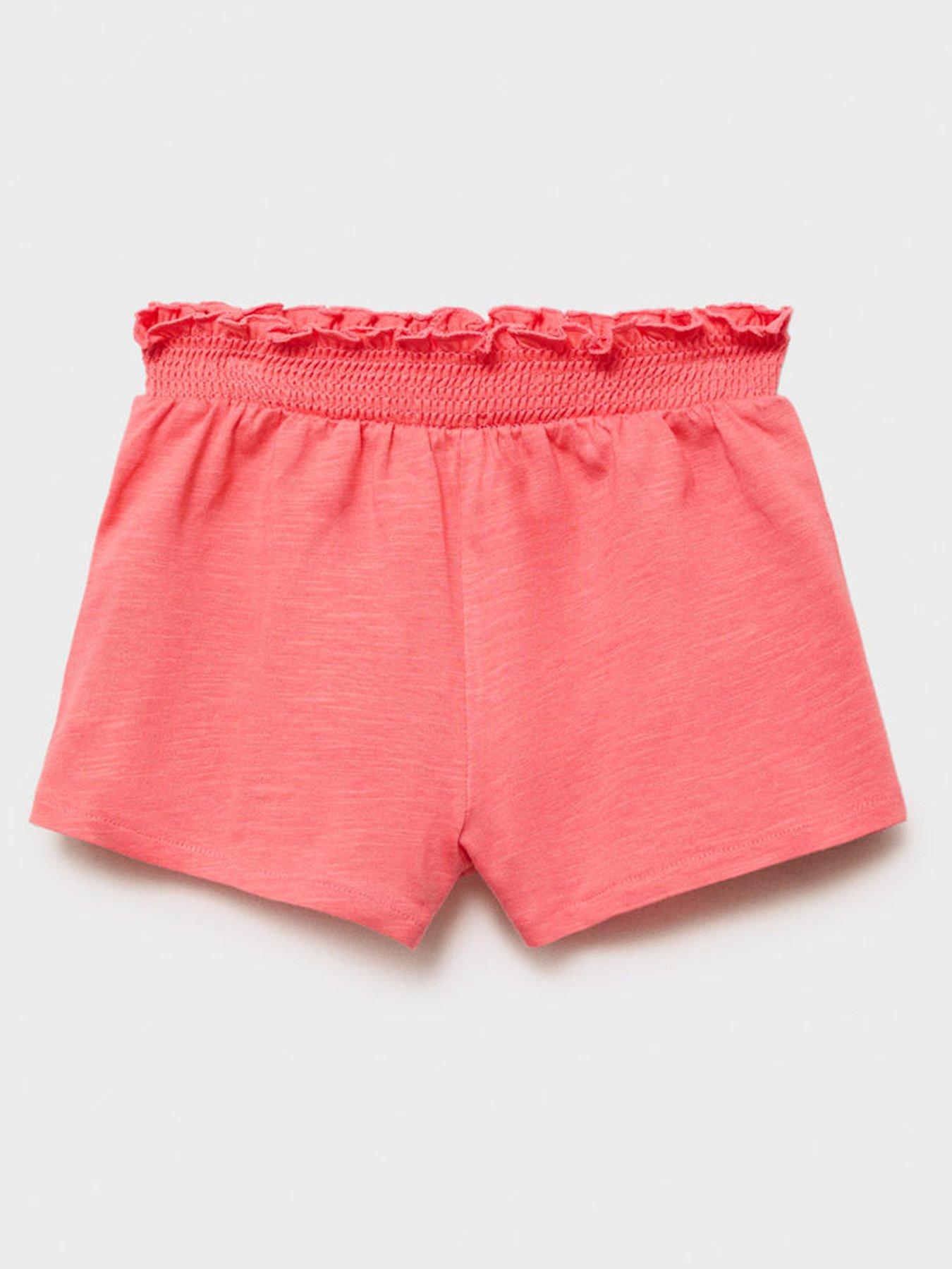 undefined Younger Girls Shirred Co-Ord Shorts - Pink