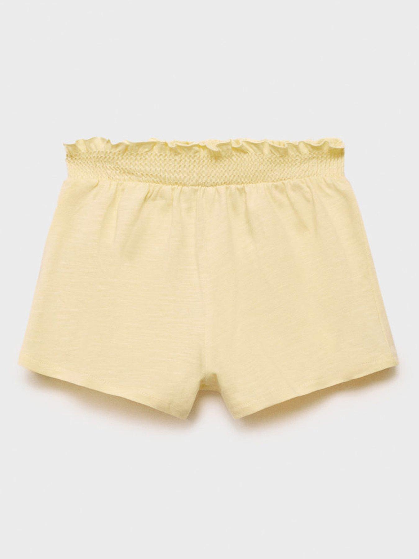 Mango Younger Girls Shirred Co-Ord Shorts - Light Yellow