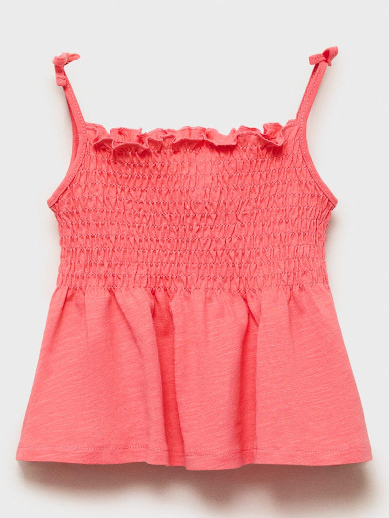 undefined Younger Girls Shirred Strappy Co-Ord Top - Pink