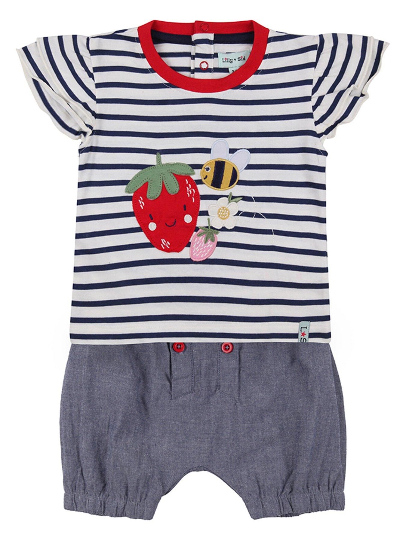  image of lilly-sid-baby-girls-busy-bee-applique-top-short-set-mono