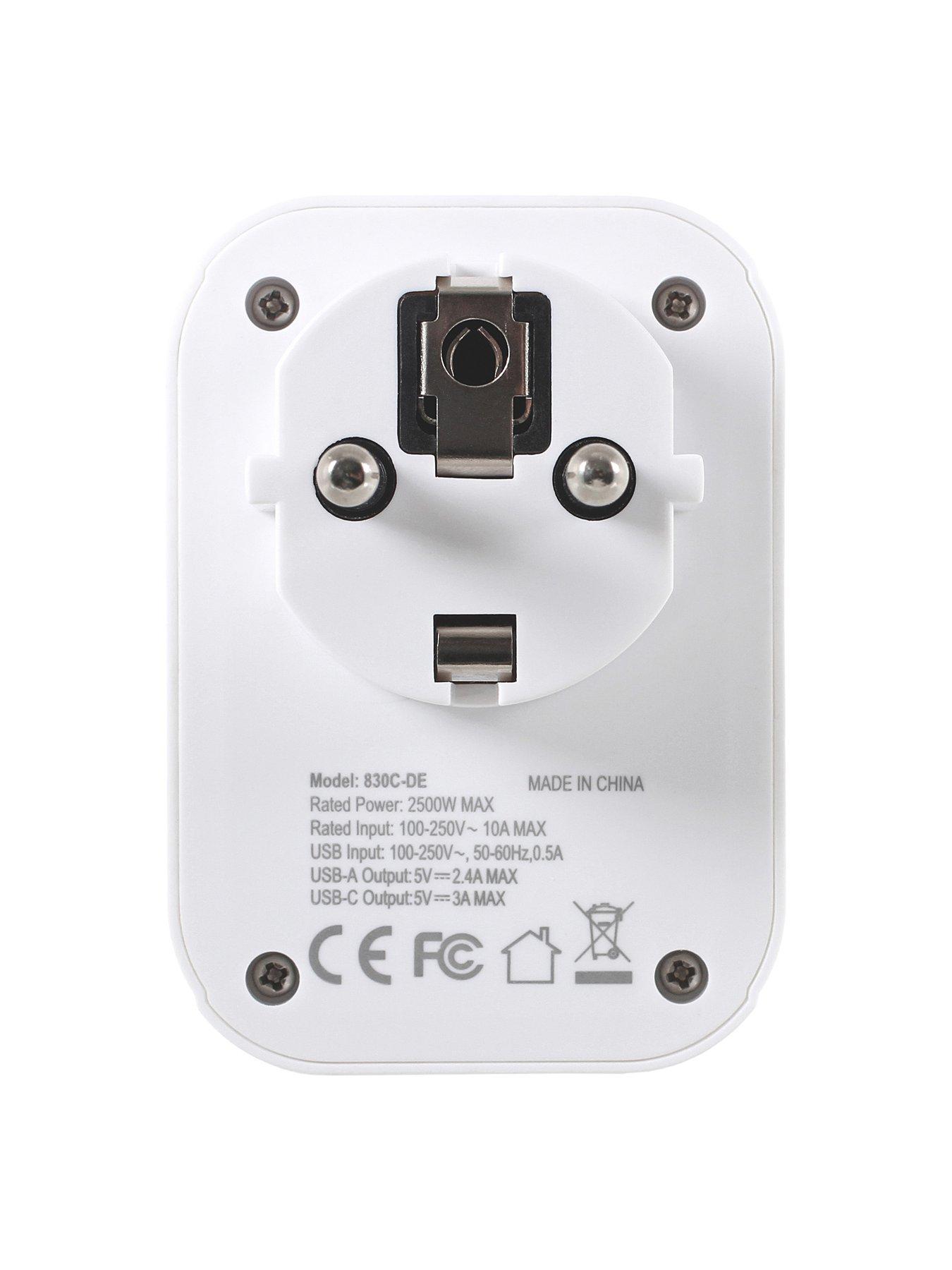  image of lifeventure-european-travel-adaptor-with-usb-usb-c