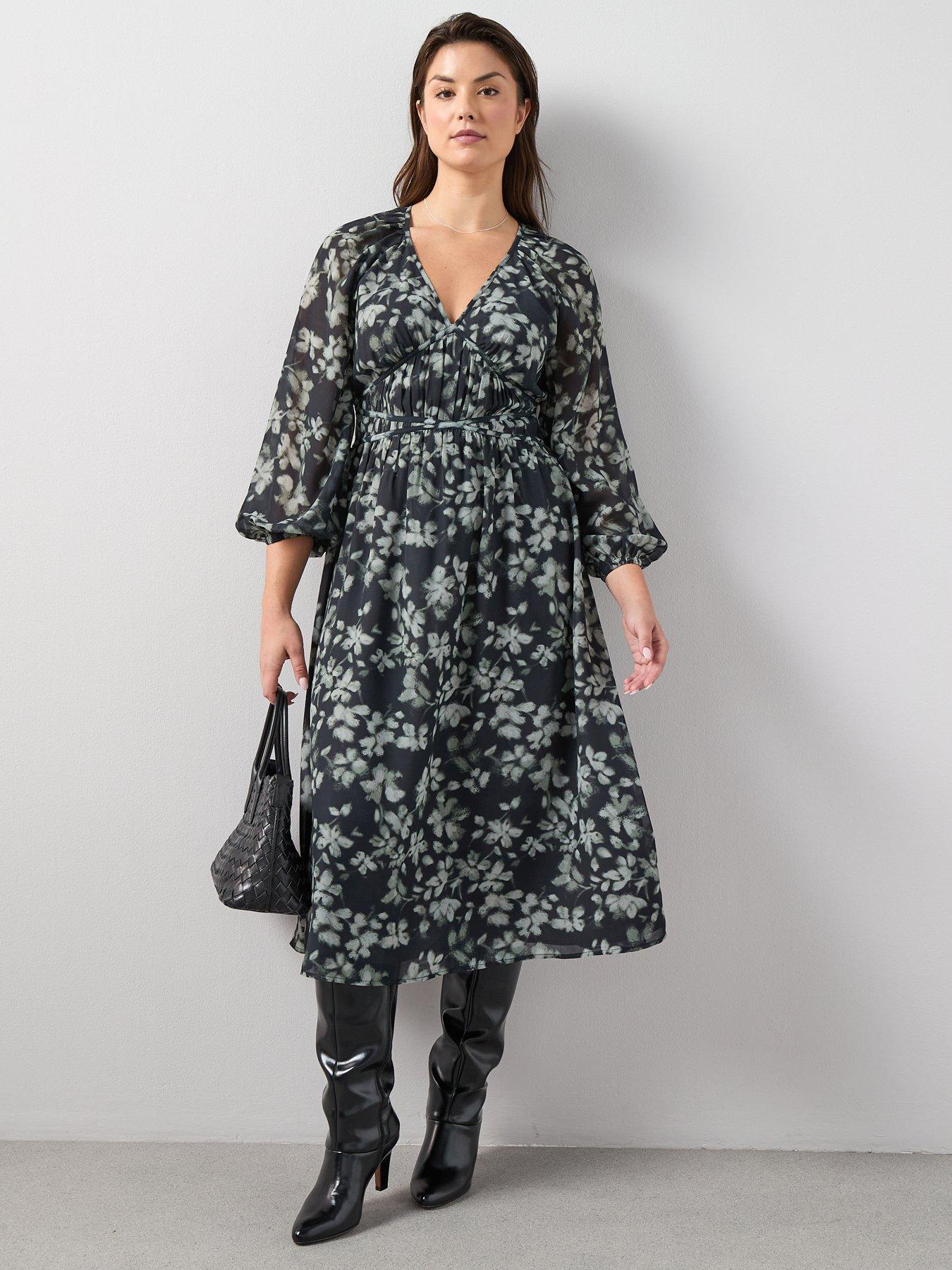 v-by-very-curve-waist-detail-woven-midi-dress-print