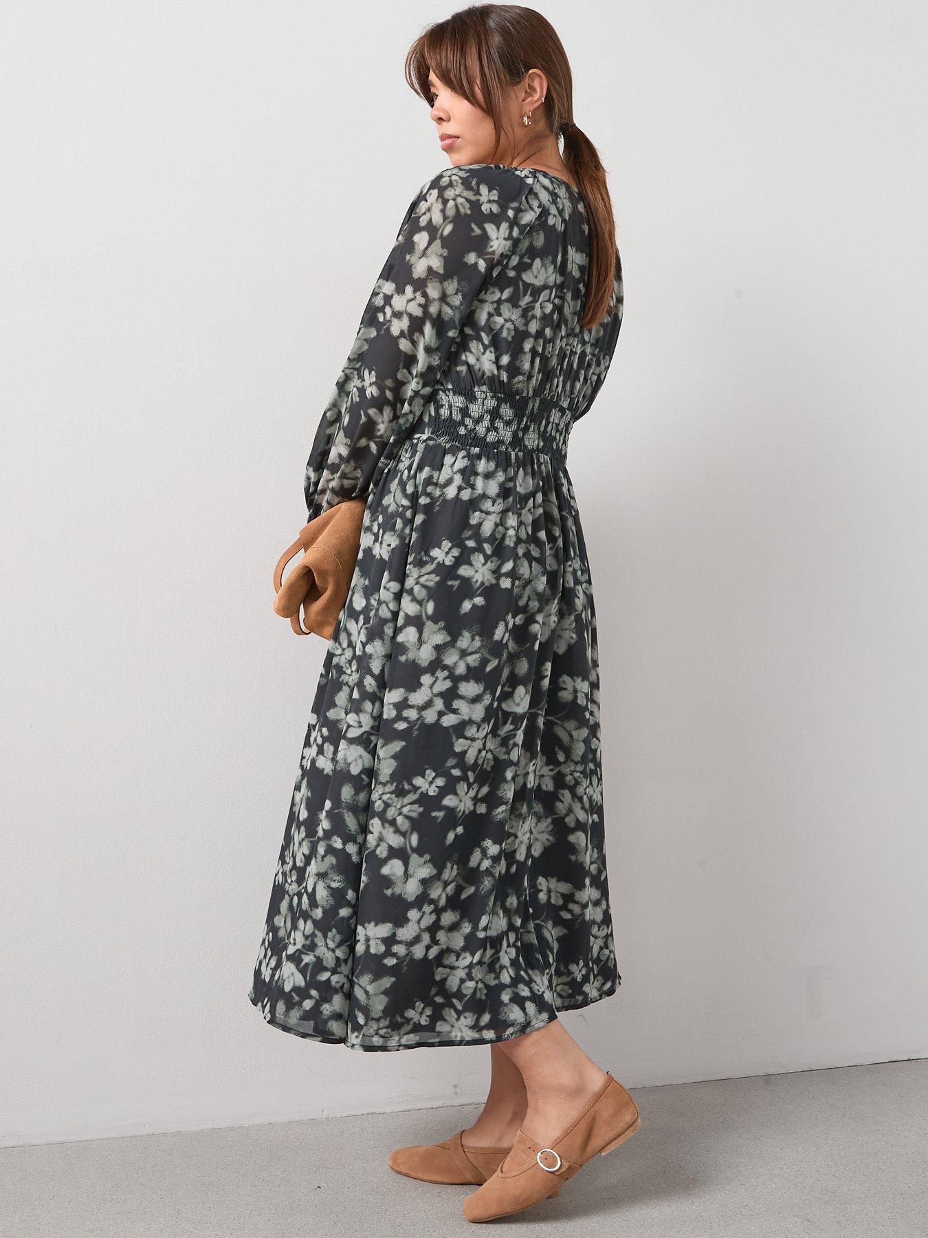 Image 2 of 6 of V by Very Curve Waist Detail Woven Midi Dress