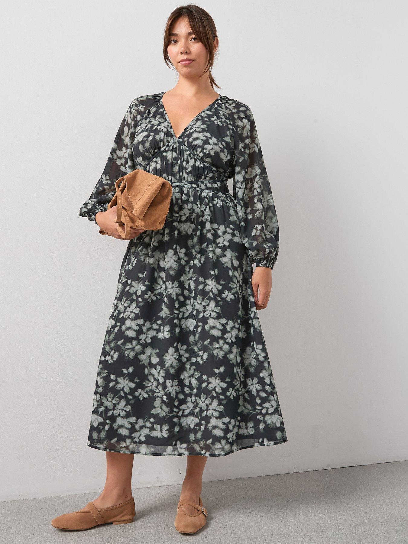 Image 3 of 6 of V by Very Curve Waist Detail Woven Midi Dress