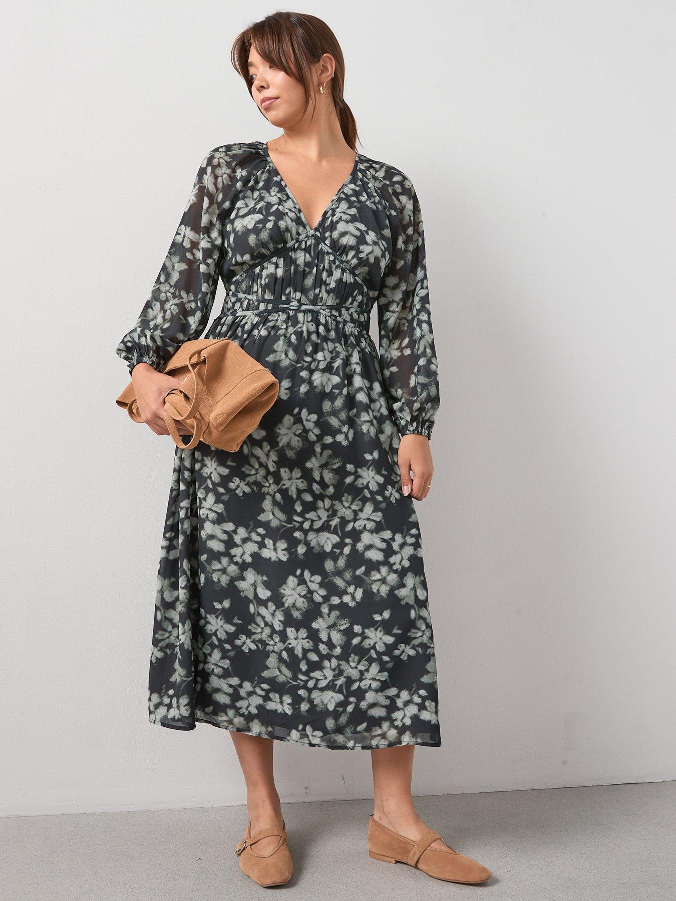 Image 4 of 6 of V by Very Curve Waist Detail Woven Midi Dress