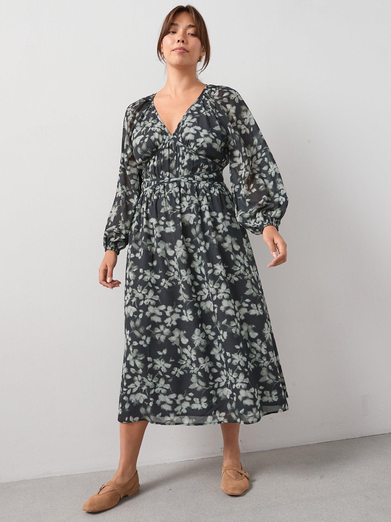 Image 6 of 6 of V by Very Curve Waist Detail Woven Midi Dress