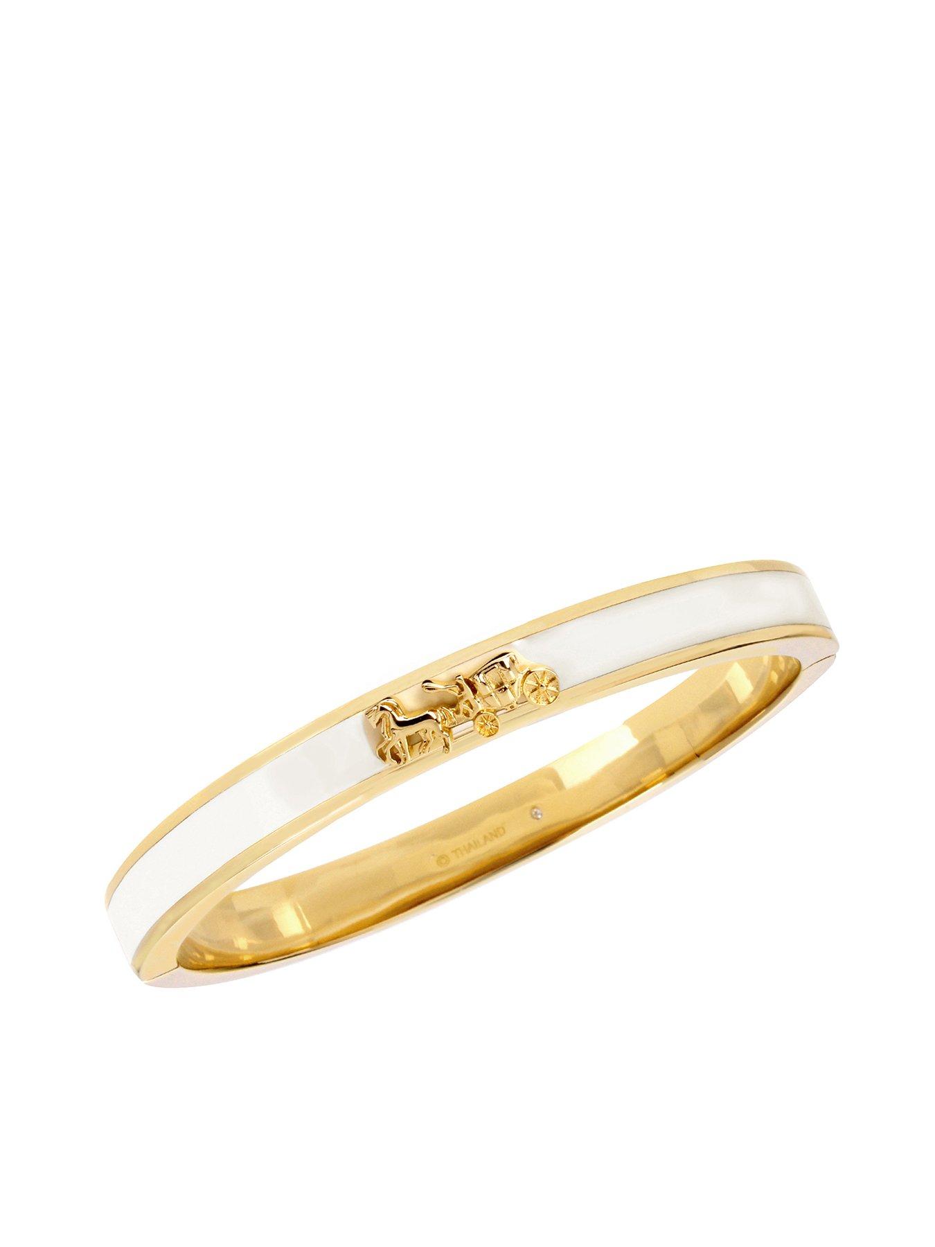 COACH Horse  &  Carriage Enamel Hinged Bangle Bracelet - Gold