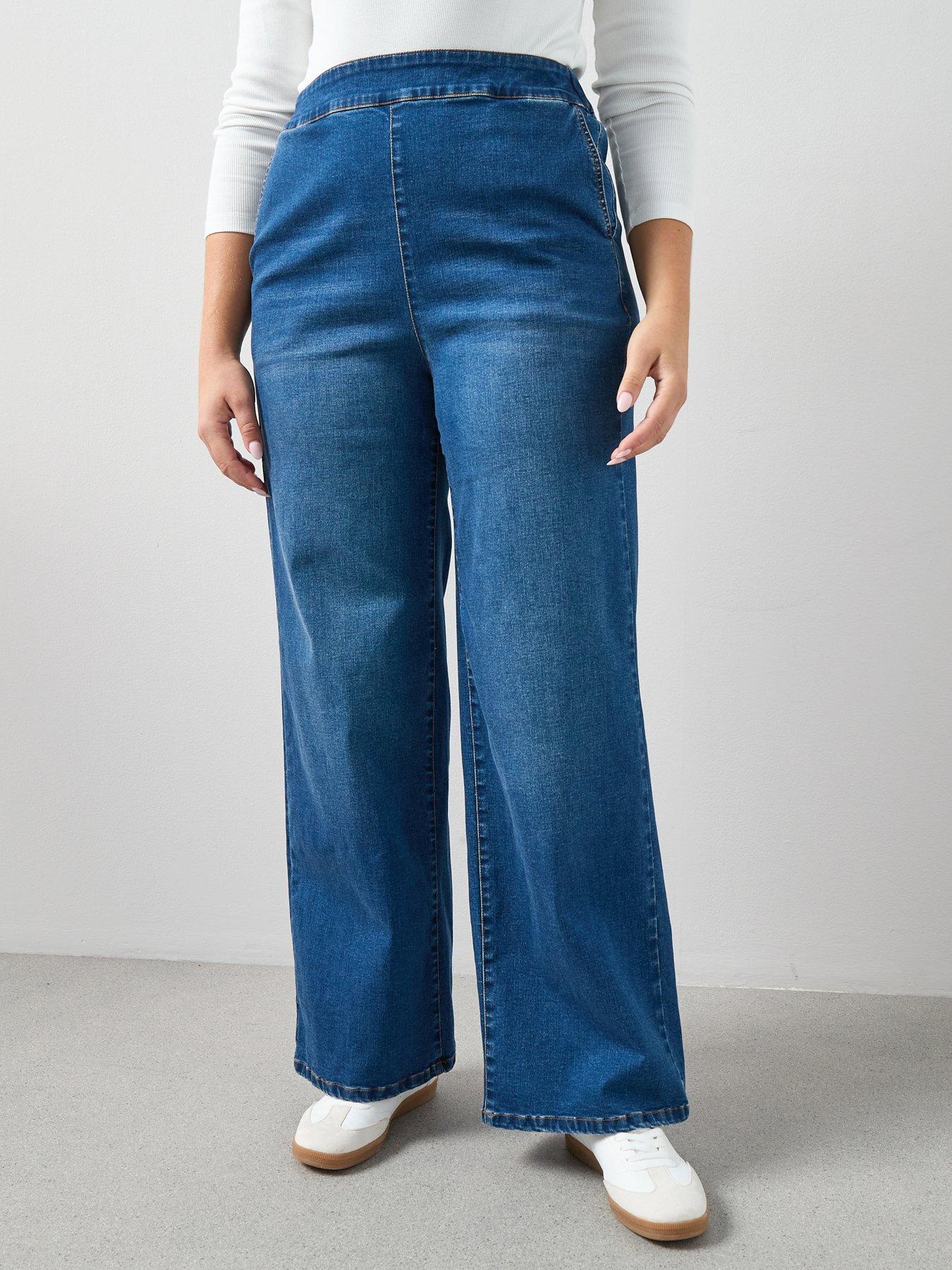 V by Very Curve Wide Leg Jean - Dark Wash