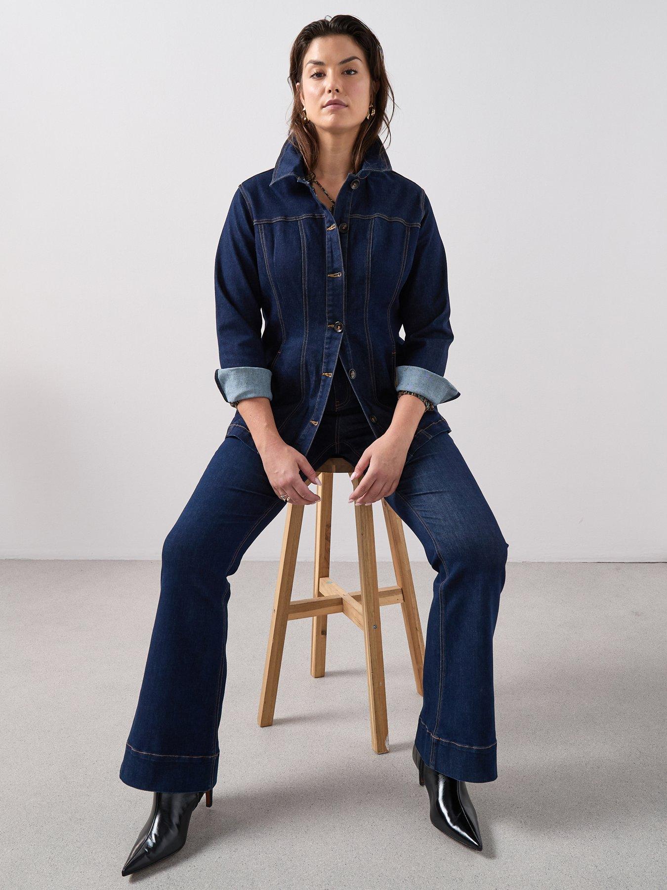 The Very Collection Curve Seam Detail Belted Denim Jacket