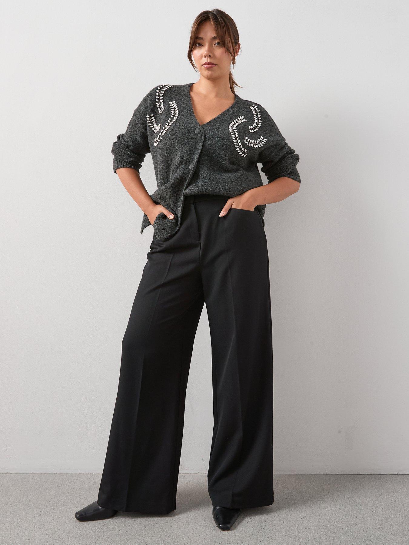 Image 5 of 7 of The Very Collection Curve Embellished V Neck Cardigan - Black