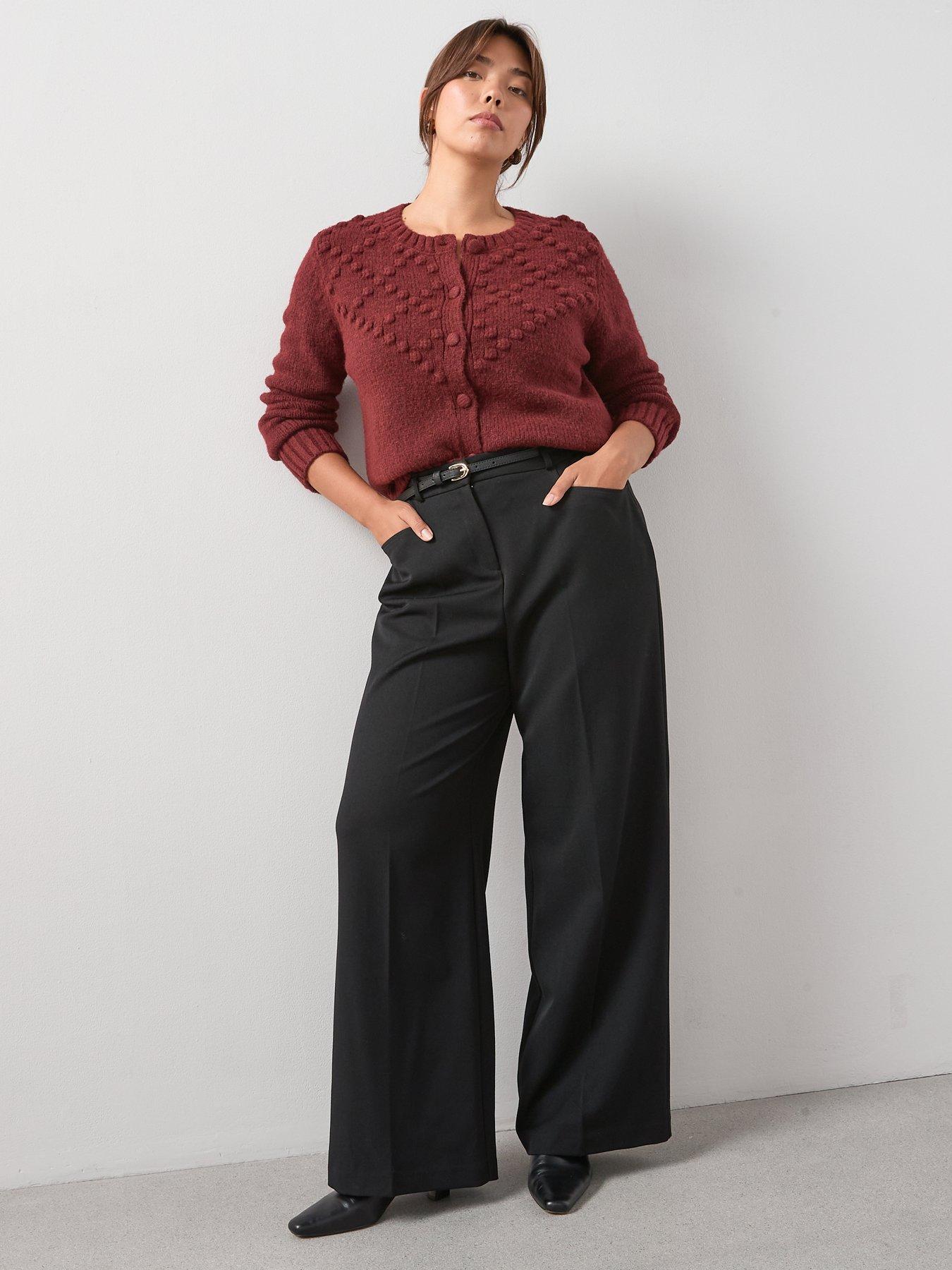 Image 3 of 6 of The Very Collection Curve Bobble Knit Crew Neck Cardigan - Red