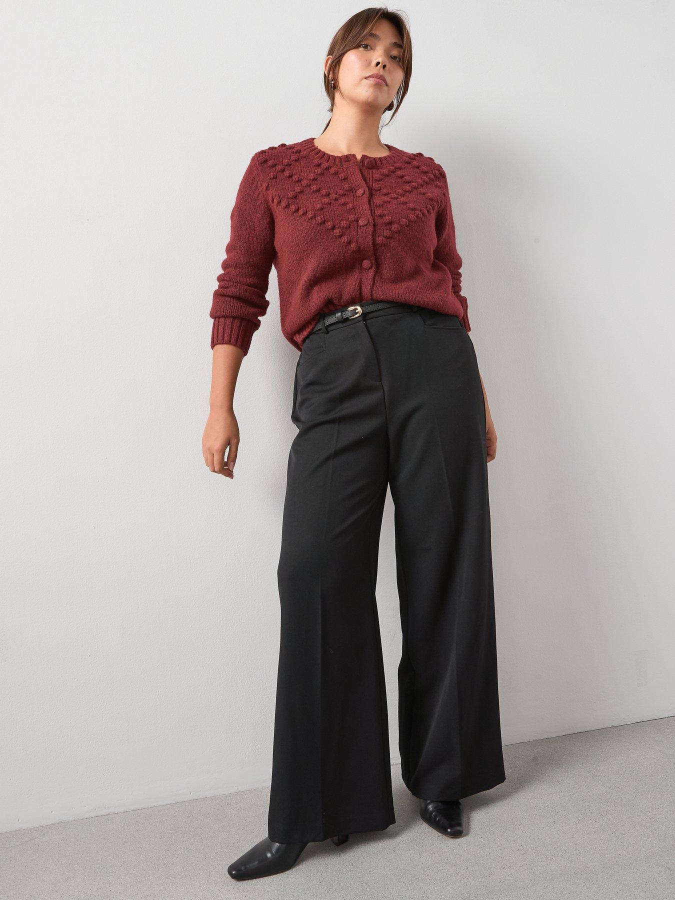 Image 6 of 6 of The Very Collection Curve Bobble Knit Crew Neck Cardigan - Red