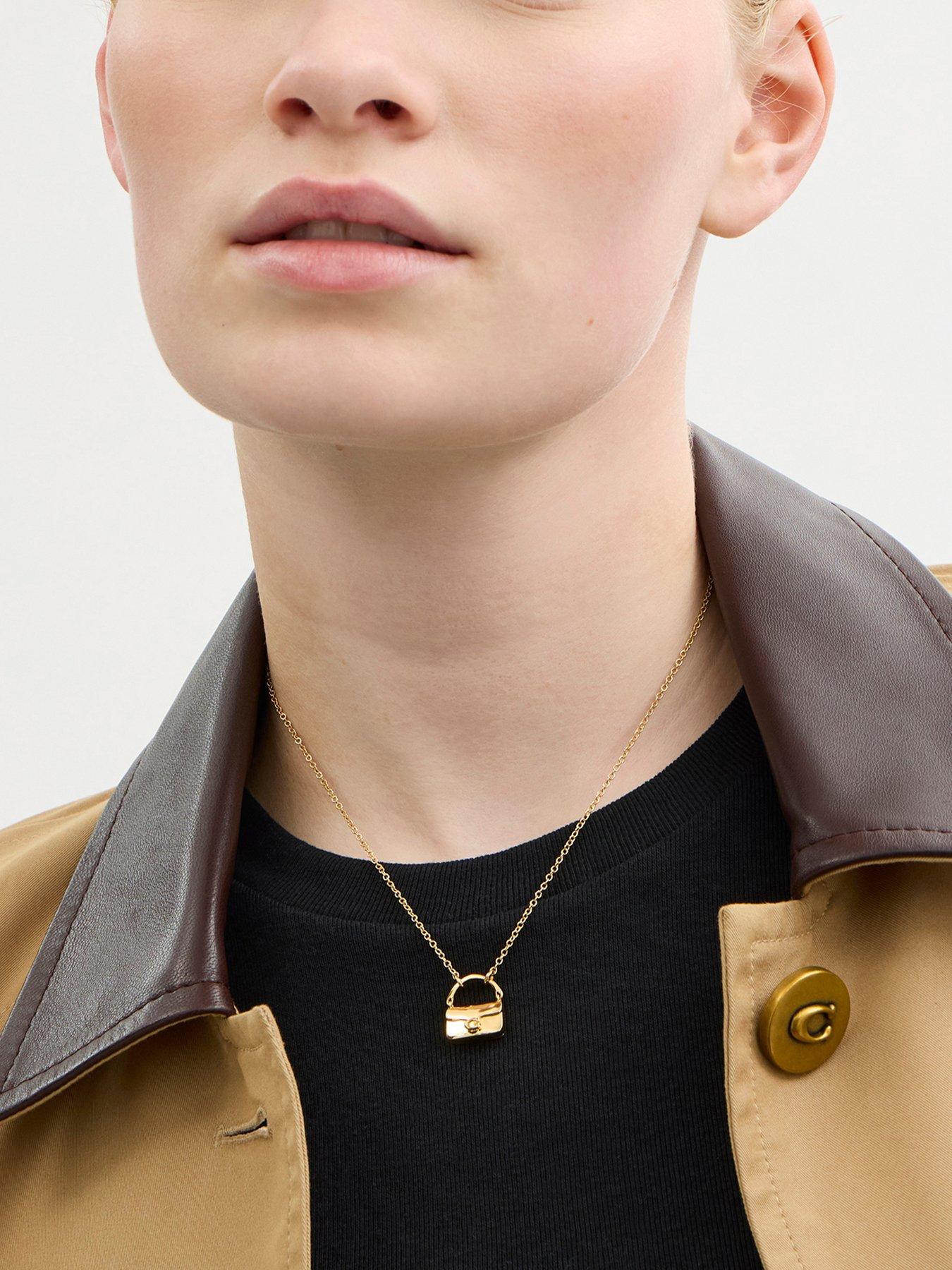 Image 4 of 4 of COACH Tabby Short Pendant Necklace - Gold