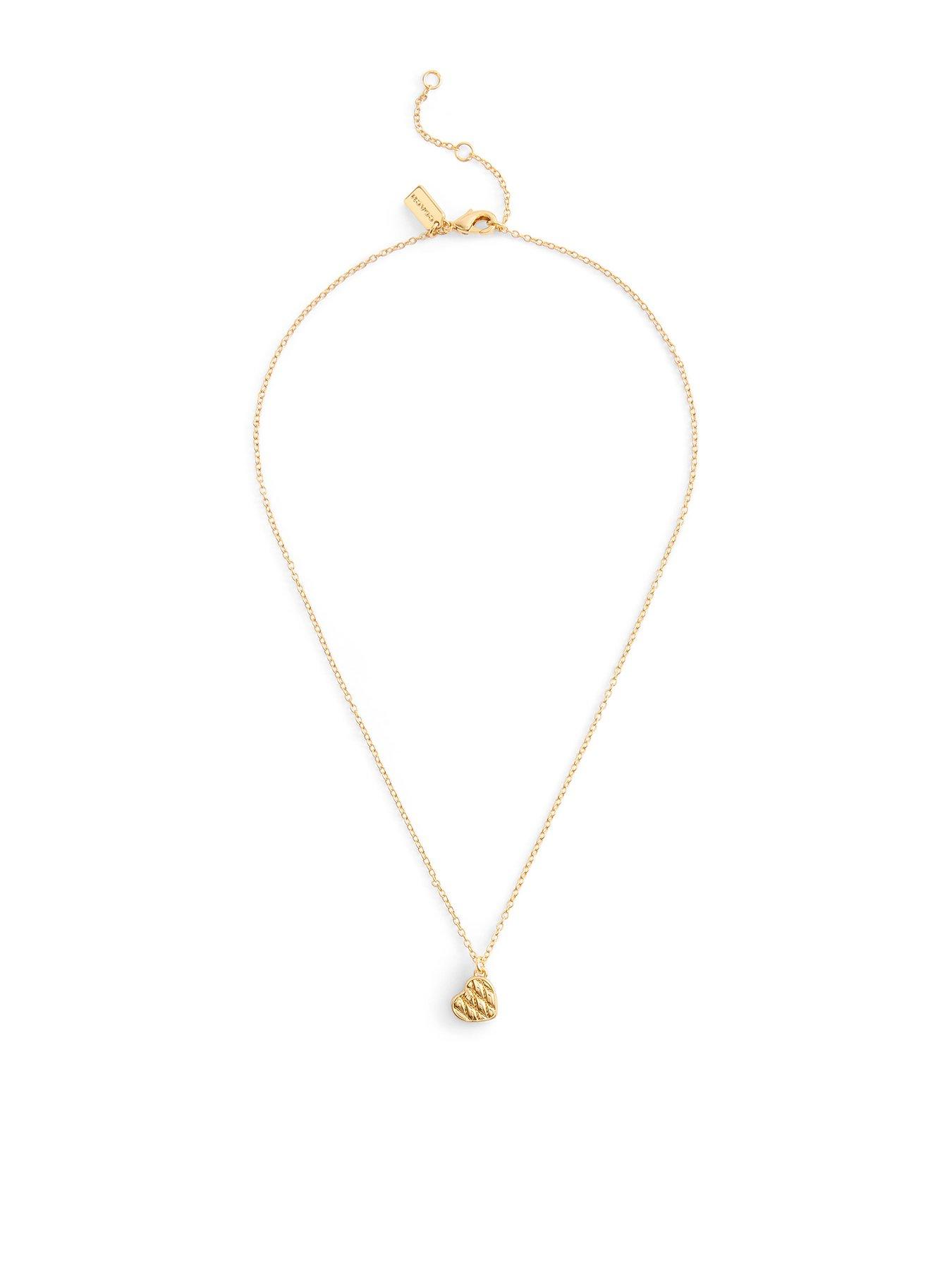 undefined Quilted Heart Bag Short Pendant Necklace - Gold