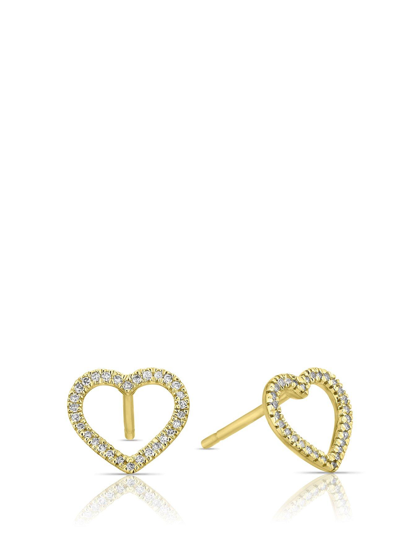 undefined 9ct Yellow Gold Earrings. 0.08ct Diamond Heart Earrings