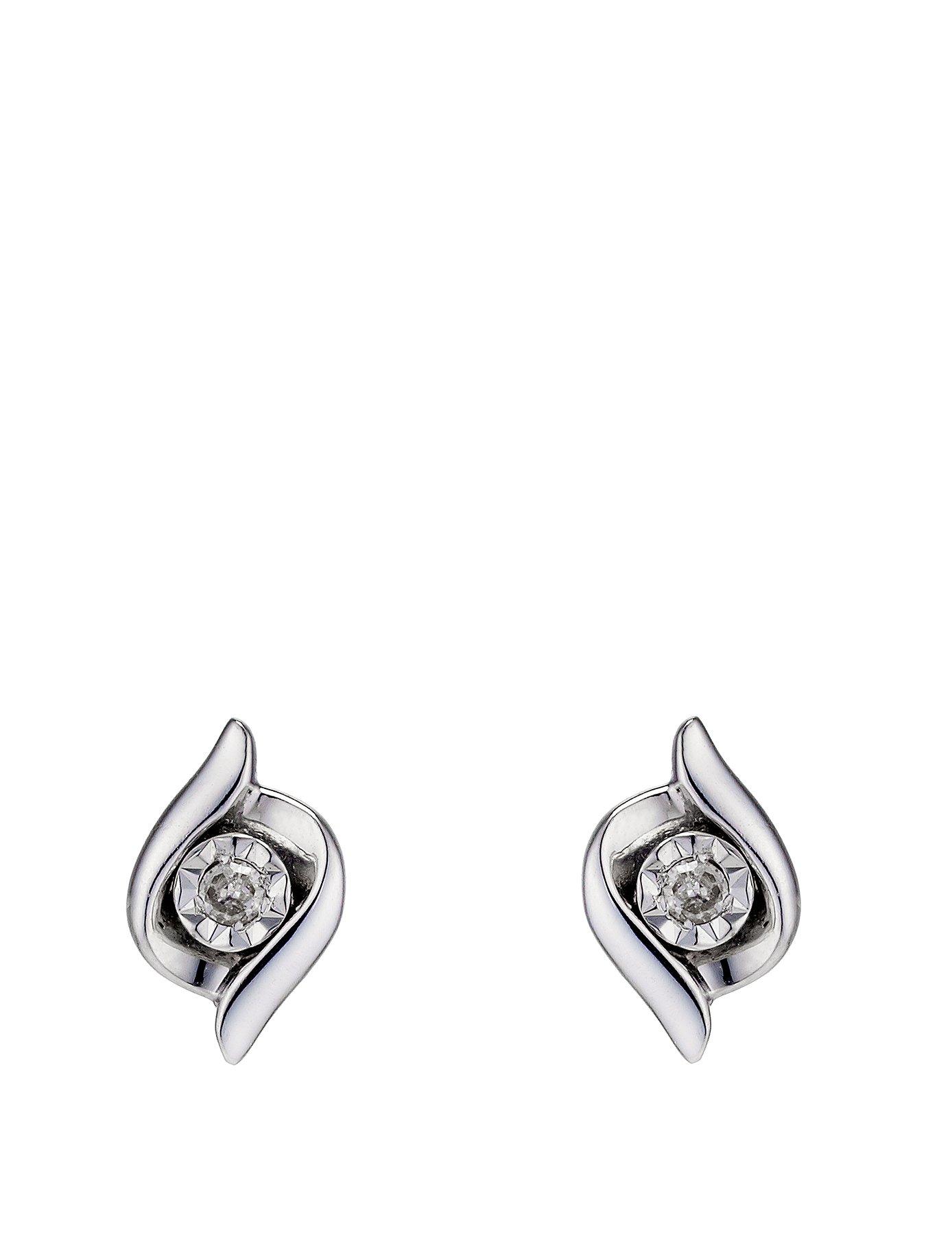 Image 1 of 1 of H. Samuel 9ct White Gold Earrings. 0.02ct Diamond Stud Earrings