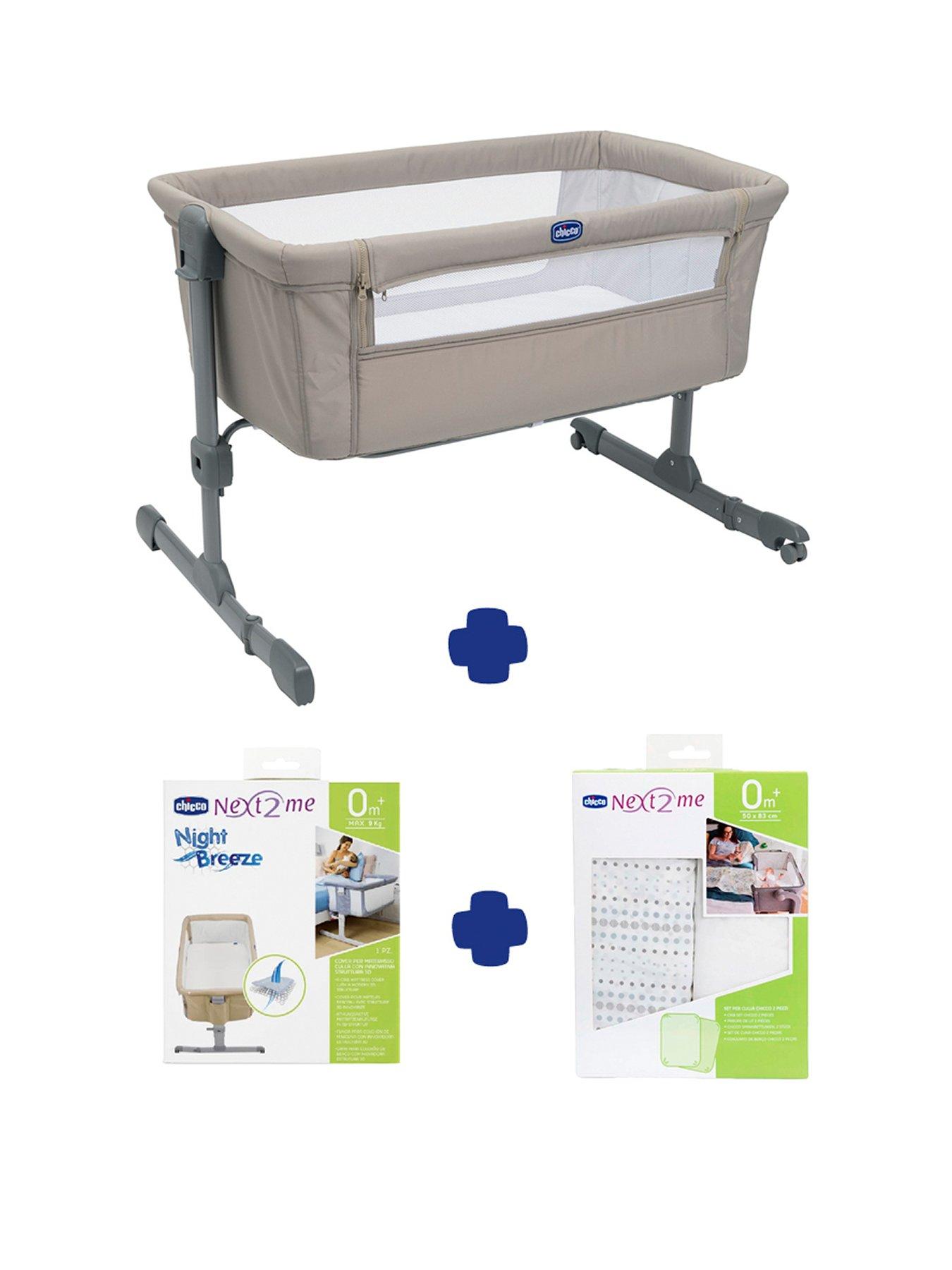 Image 1 of 6 of Chicco Next2Me Essential Bedside Crib, Mattress Protector &amp; 2 Fitted Sheets, Air