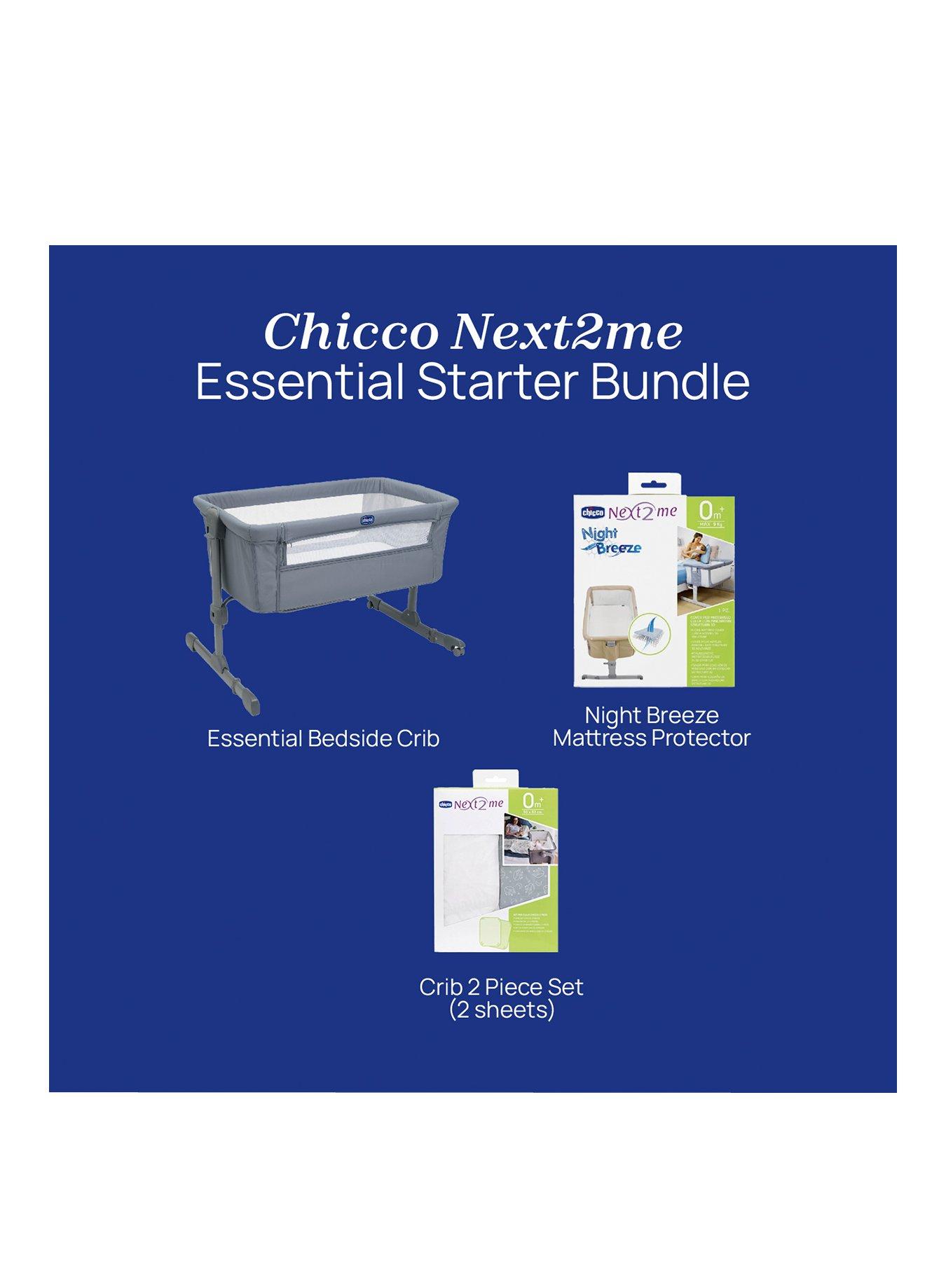  image of chicco-next2me-bedside-crib-mattress-protector-amp-2-fitted-sheets-grey-fox