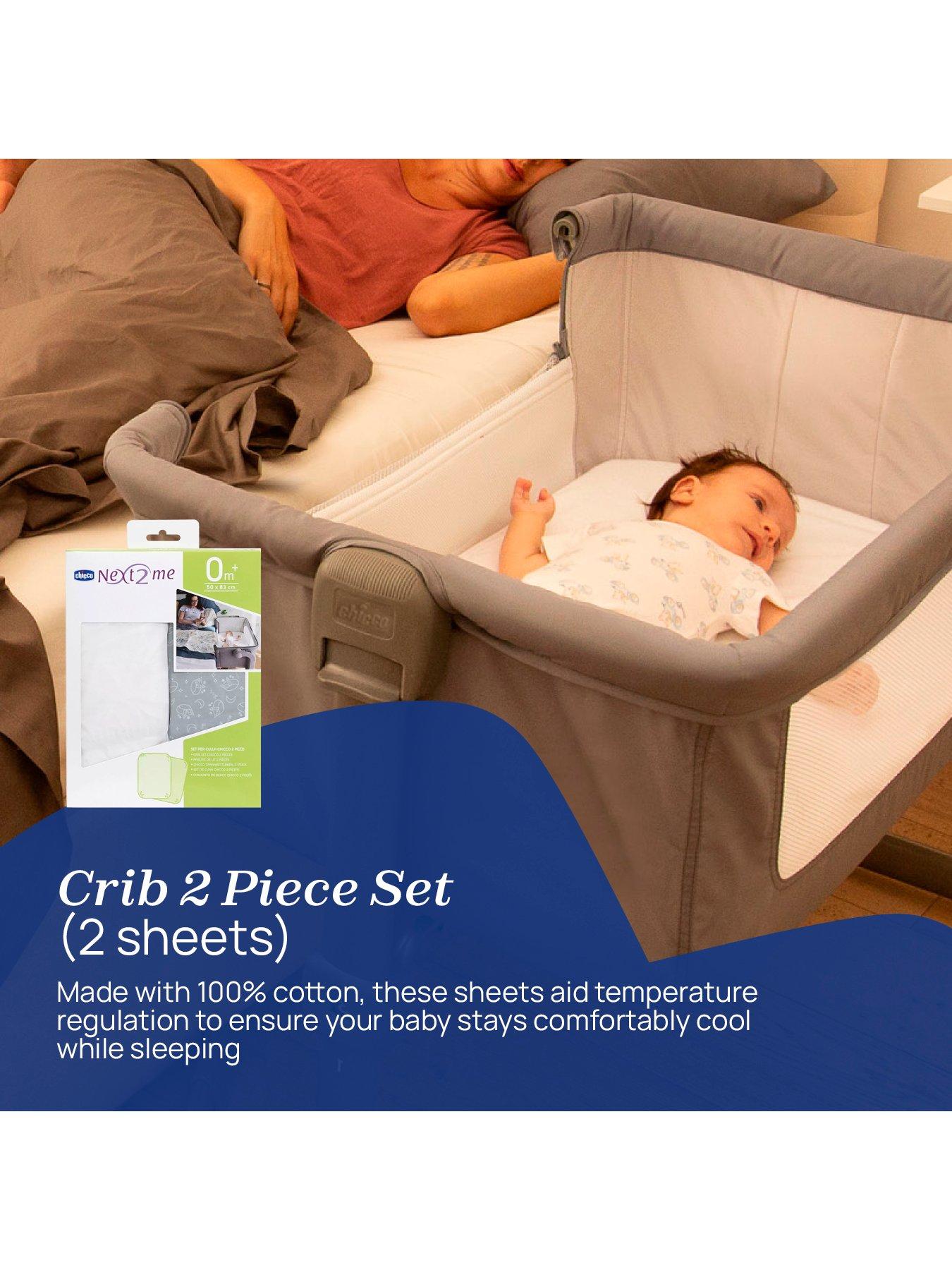  image of chicco-next2me-bedside-crib-mattress-protector-amp-2-fitted-sheets-grey-fox