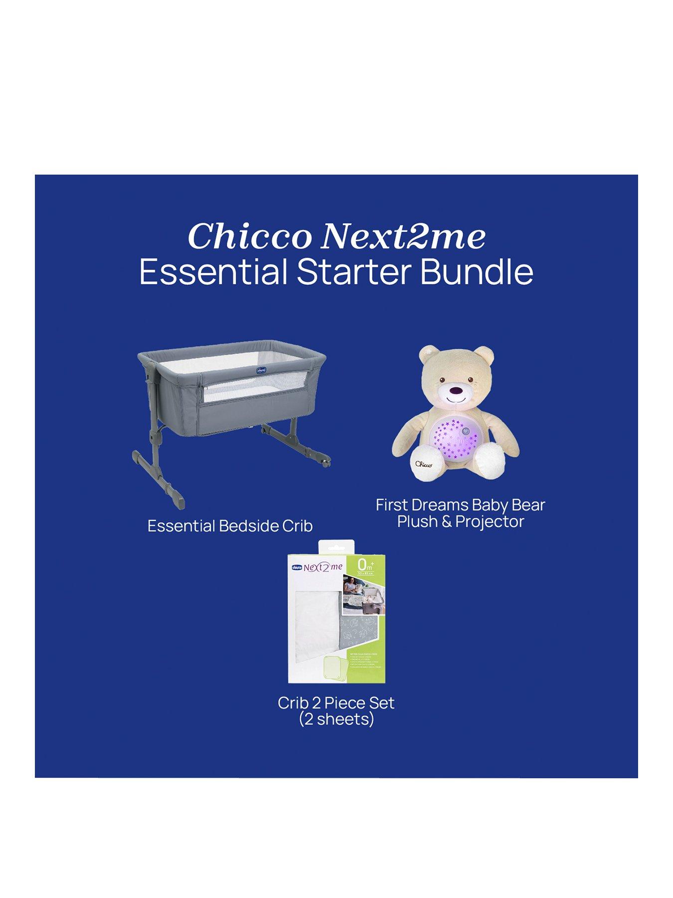  image of chicco-next2me-essential-crib-plush-bear-projector-amp-2-crib-sheets
