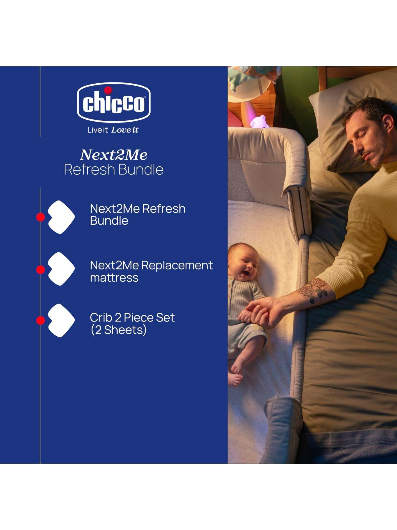Image 2 of 6 of Chicco &nbsp;Next2Me Refresh Bundle, Replacement Mattress &amp; 2 Fitted Sheets, Air