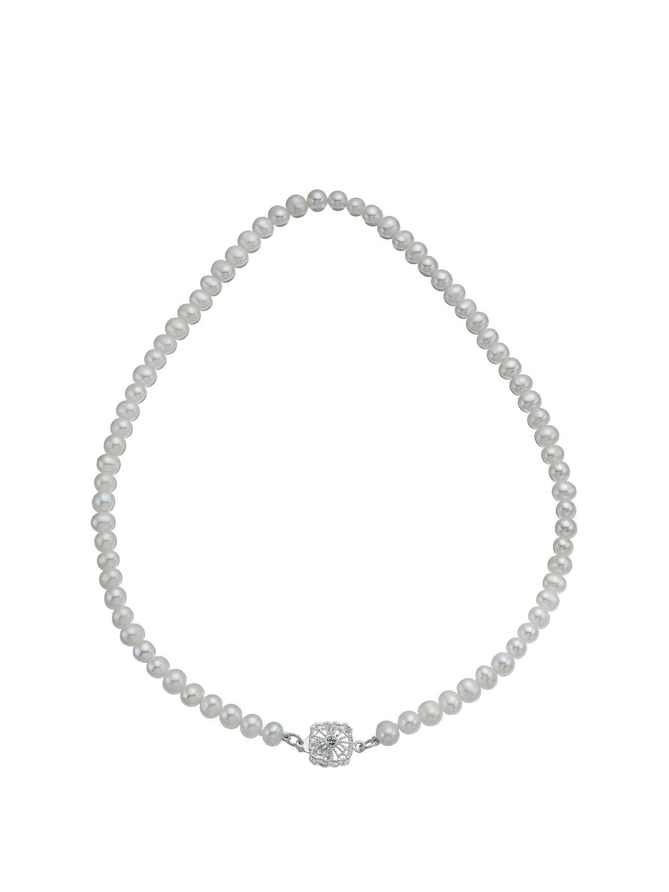  image of h-samuel-sterling-silver-necklace-cultured-freshwater-pearl-vintage-necklace