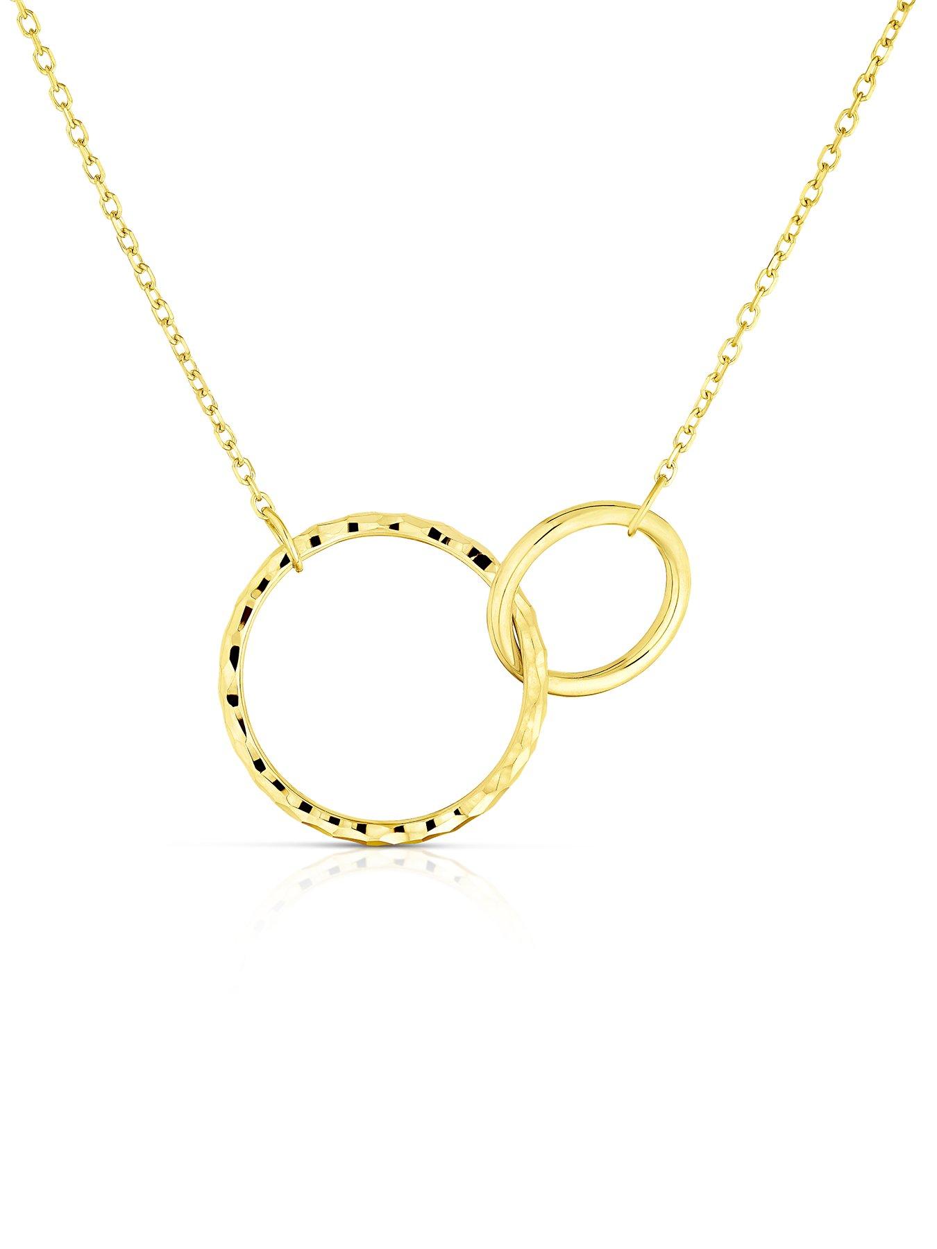  image of h-samuel-9ct-yellow-gold-necklace-double-circle-pendant