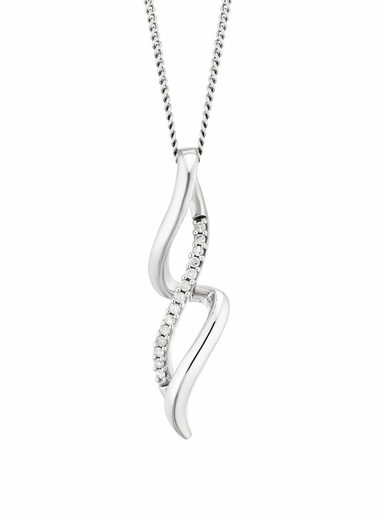  image of h-samuel-silver-necklace-005ct-twist-drop-pendant-necklace