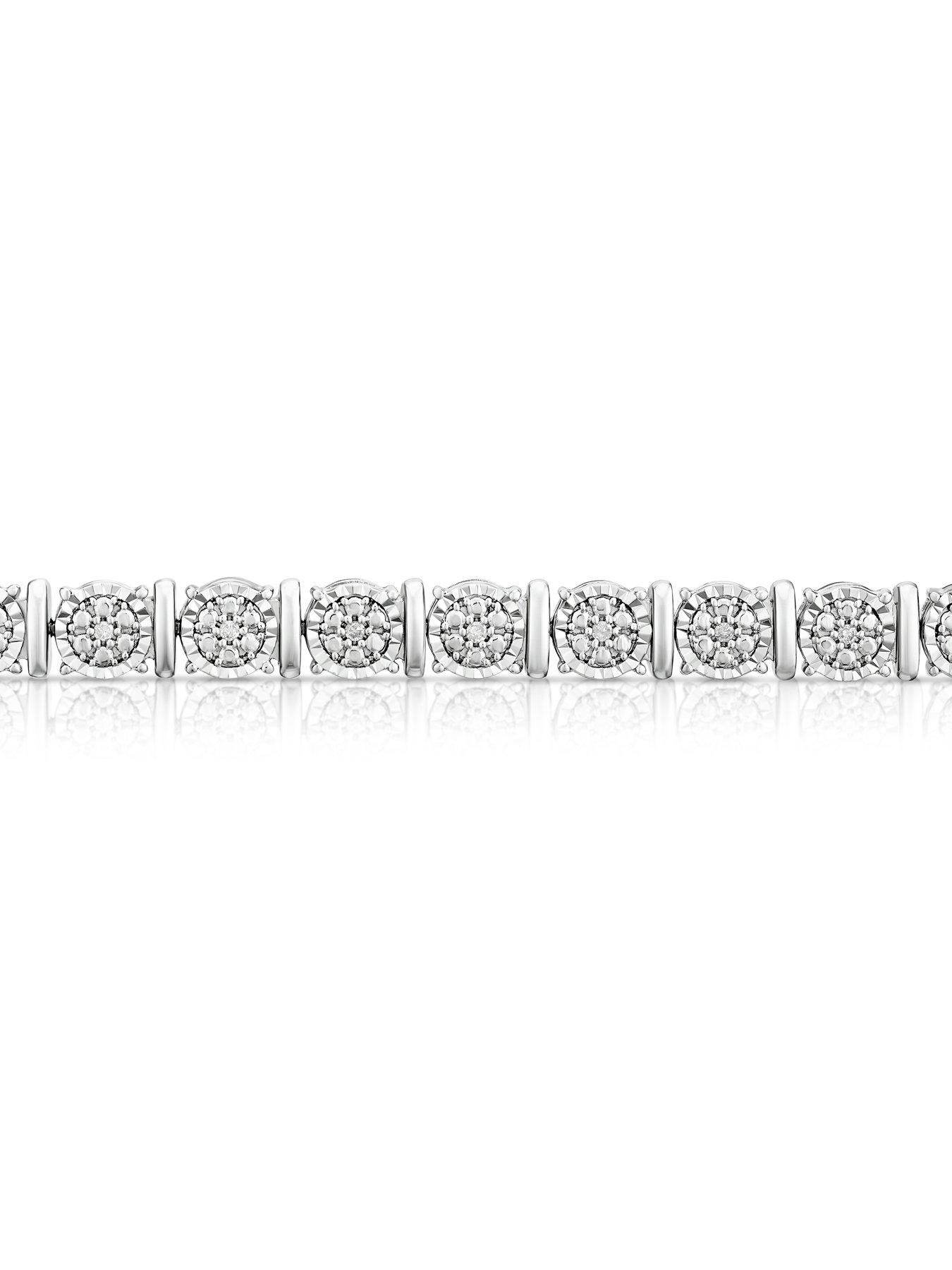  image of h-samuel-sterling-silver-bracelet-012ct-diamond-illusion-set-tennis-bracelet