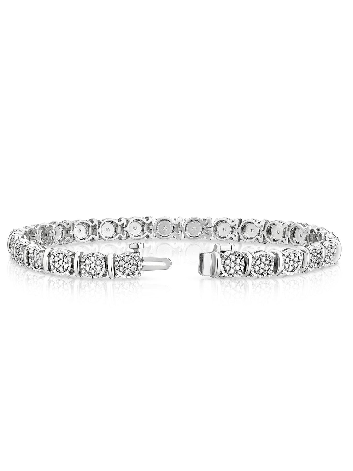  image of h-samuel-sterling-silver-bracelet-012ct-diamond-illusion-set-tennis-bracelet