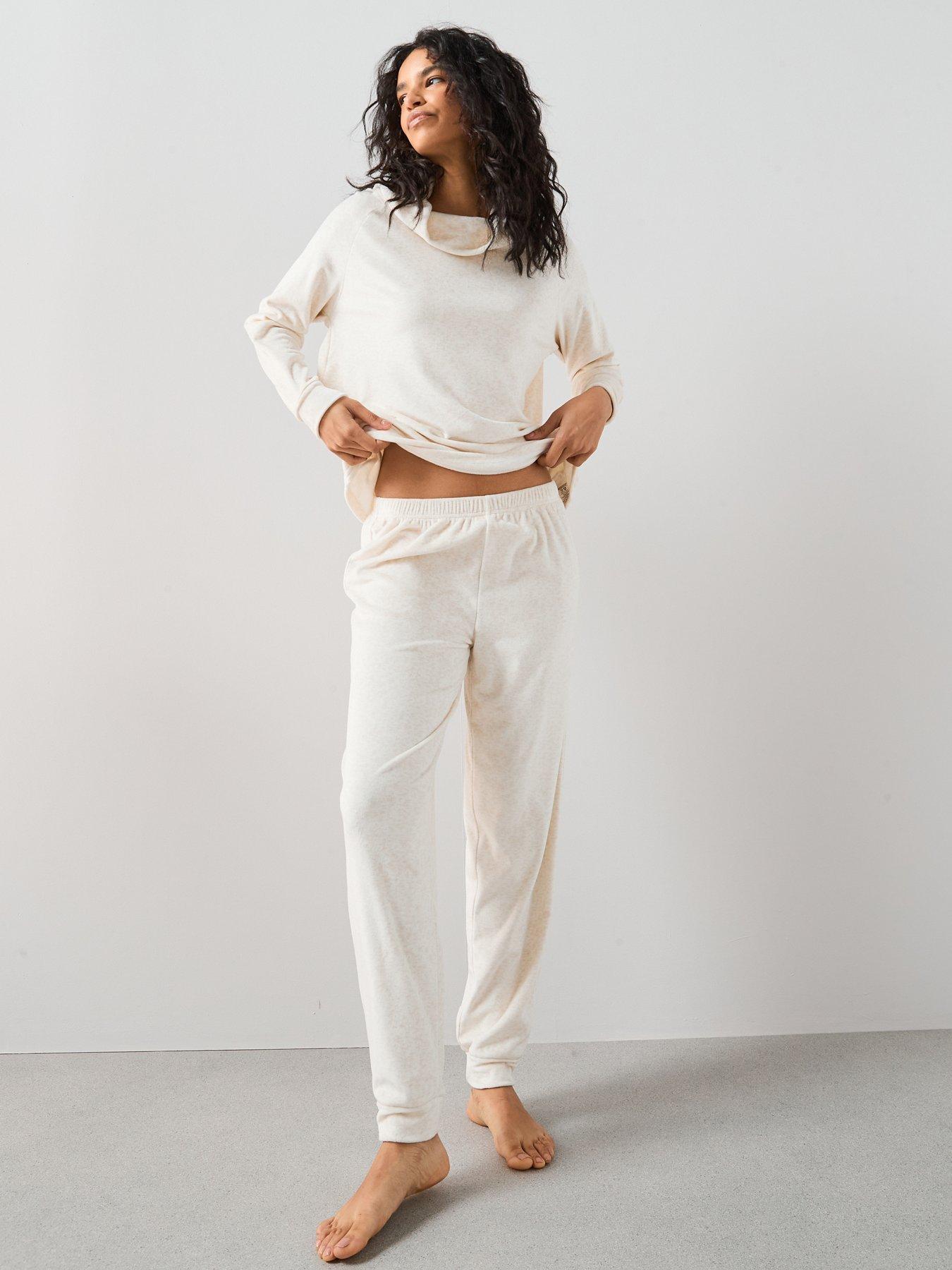 Image 1 of 6 of The Very Collection Soft Touch Cowl Neck And Jogger Loungewear Set - Cream