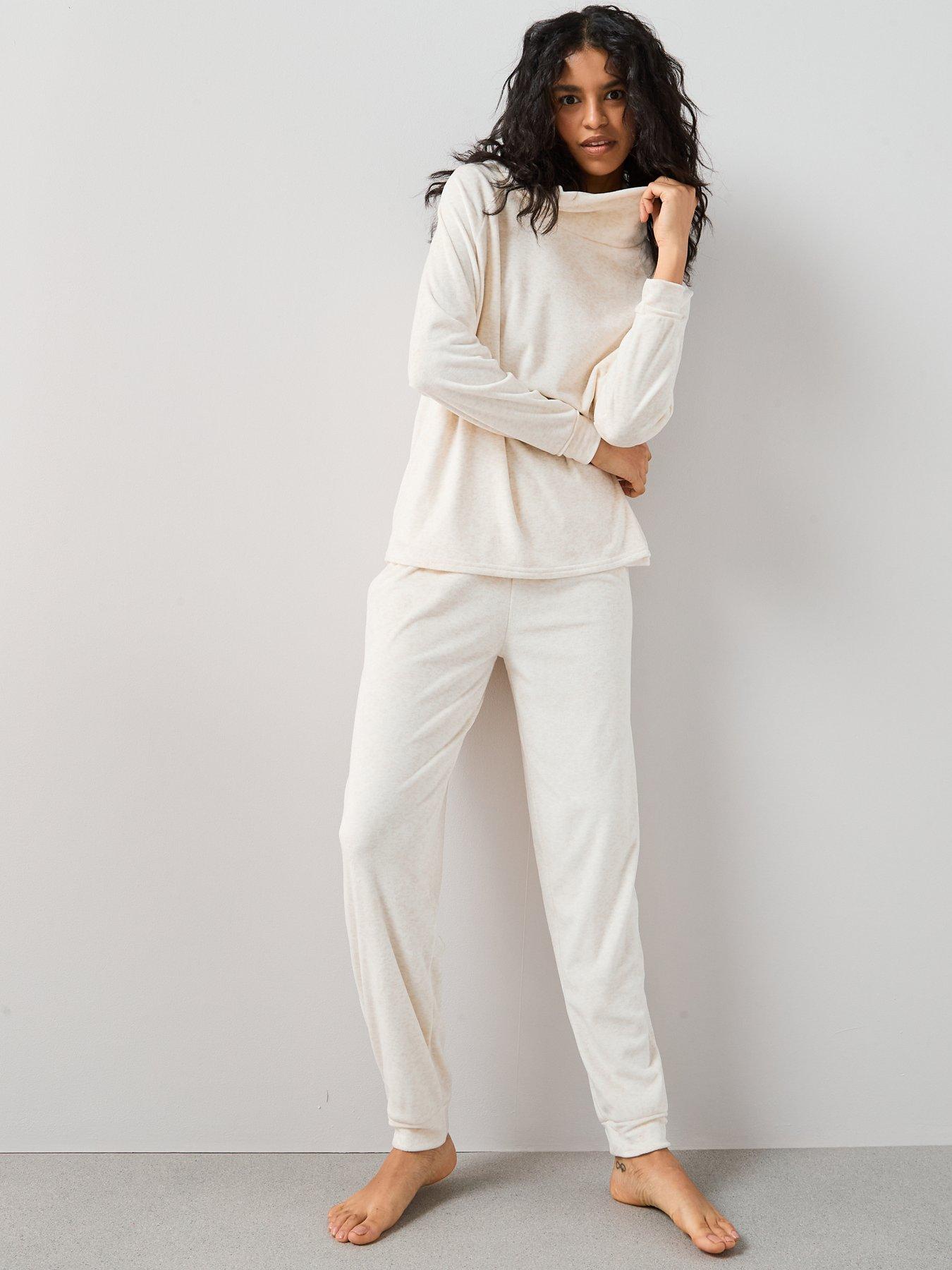 Image 3 of 6 of The Very Collection Soft Touch Cowl Neck And Jogger Loungewear Set - Cream