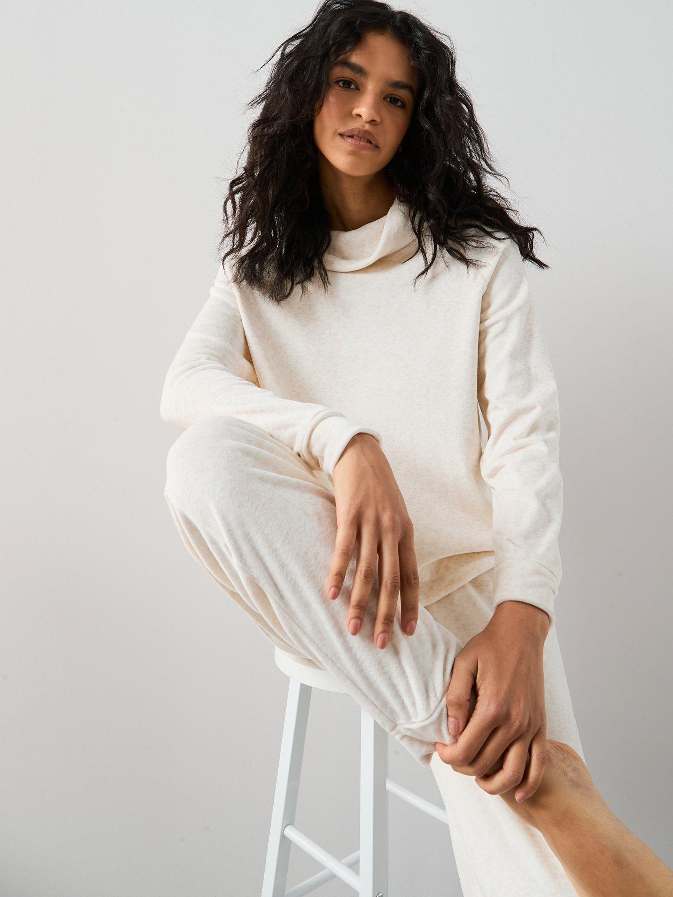 Image 6 of 6 of The Very Collection Soft Touch Cowl Neck And Jogger Loungewear Set - Cream