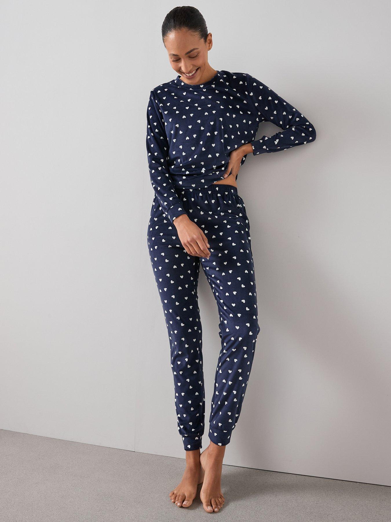 Image 5 of 6 of The Very Collection Heart Print Velour Jogger Pj Set Set