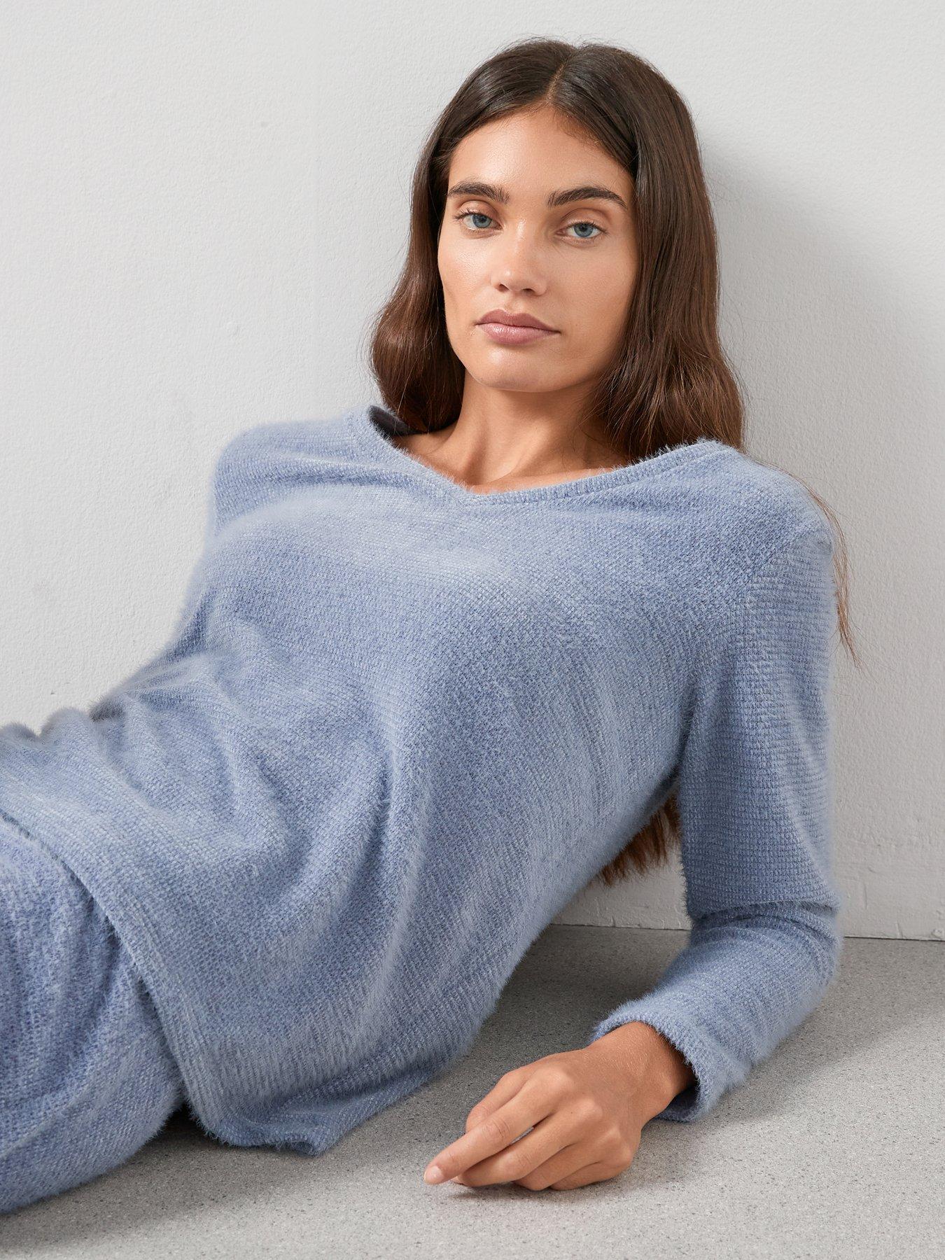 Image 4 of 6 of The Very Collection Soft Touch Knit Long Sleeve Top And Wide Leg Pj Set