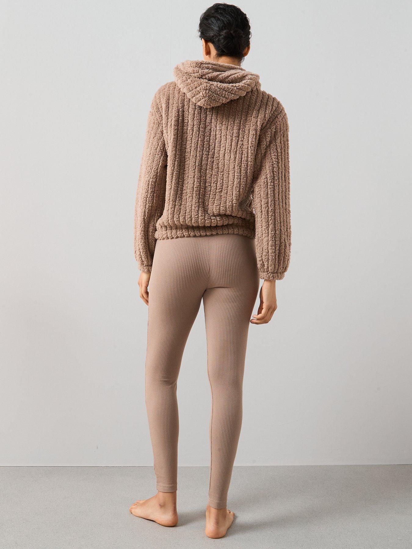 Image 2 of 6 of The Very Collection Jacquard Rib Wellsoft Zip Through Loungewear Set - Beige