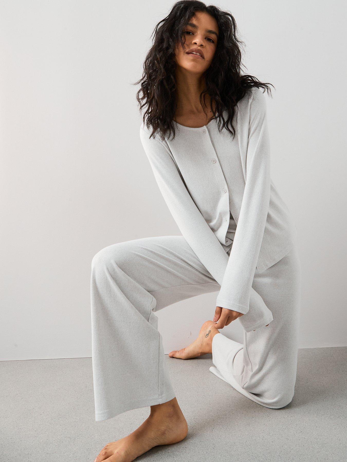 Image 5 of 6 of The Very Collection 3 Piece Vest, Cardigan And Wide Leg Loungewear Set - Grey