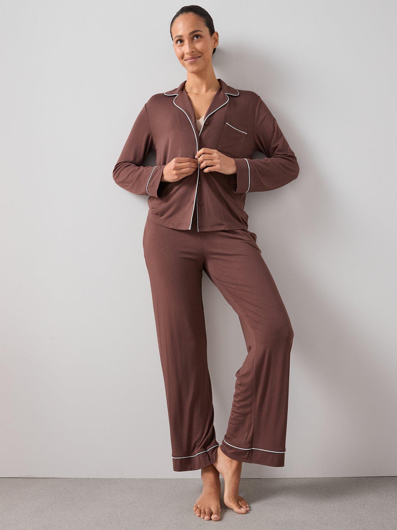  image of the-very-collection-jersey-revere-pj-set-brown